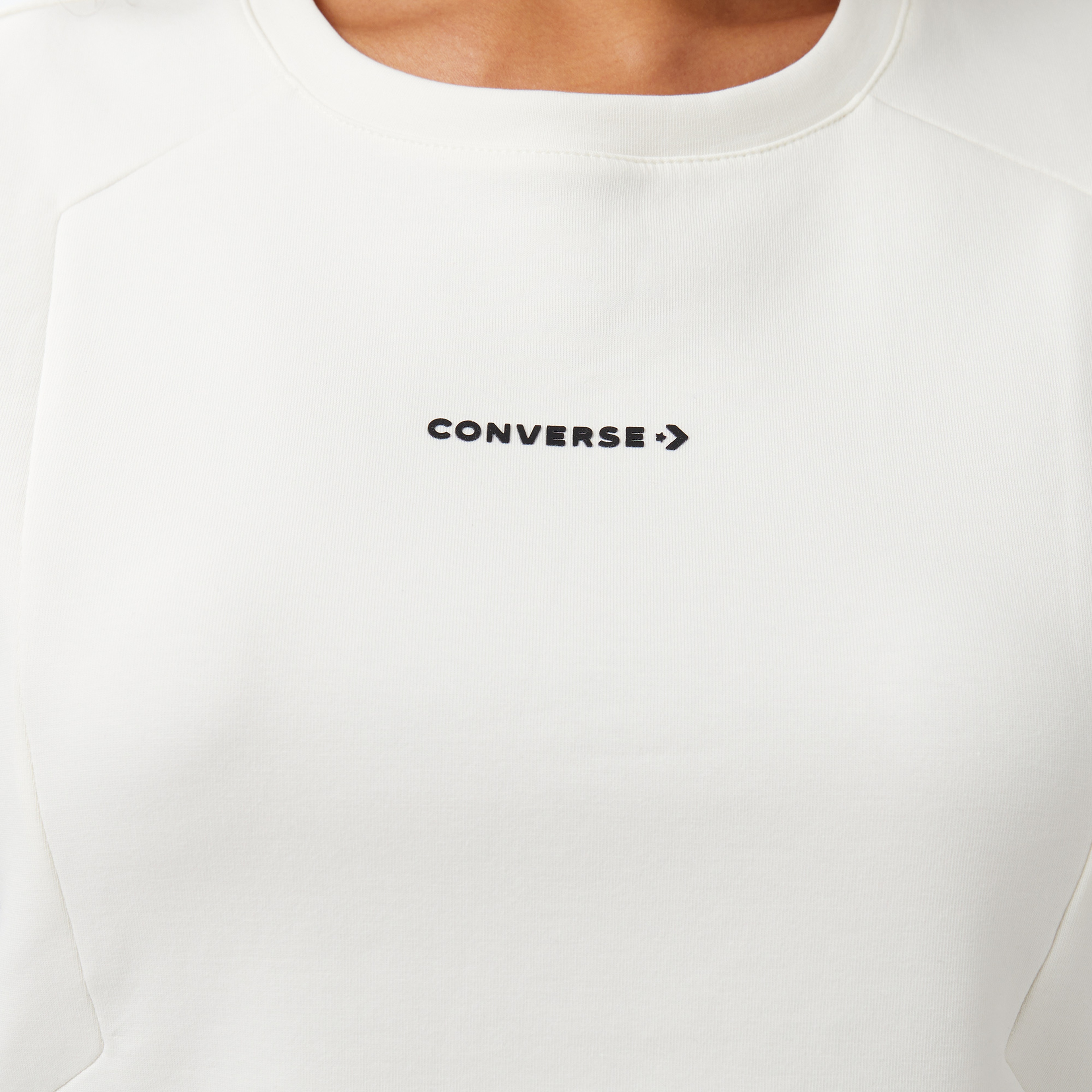 Converse Star Chevron Baskılı Kadın Krem T-Shirt