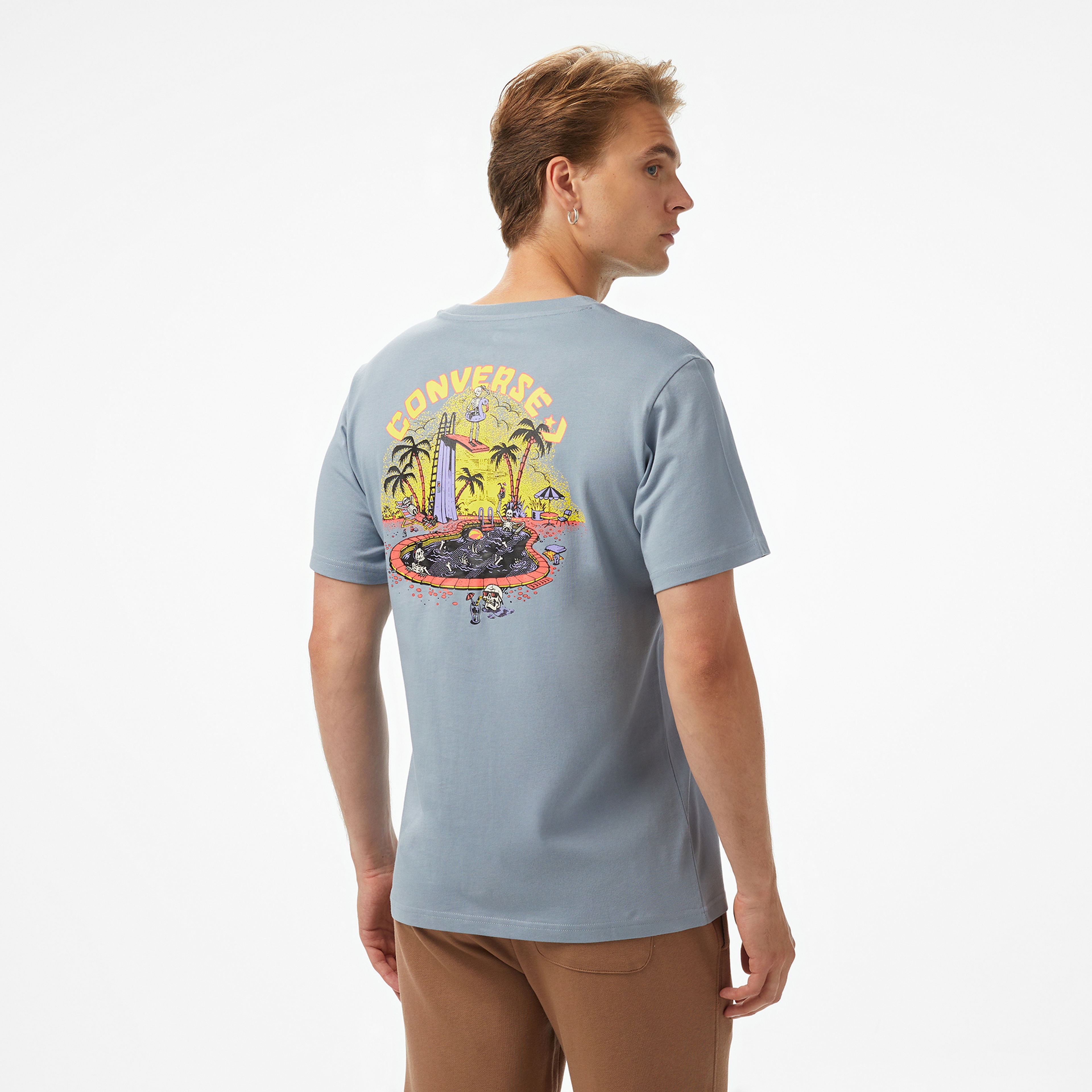 Converse Skeleton Party Erkek Mavi T-Shirt