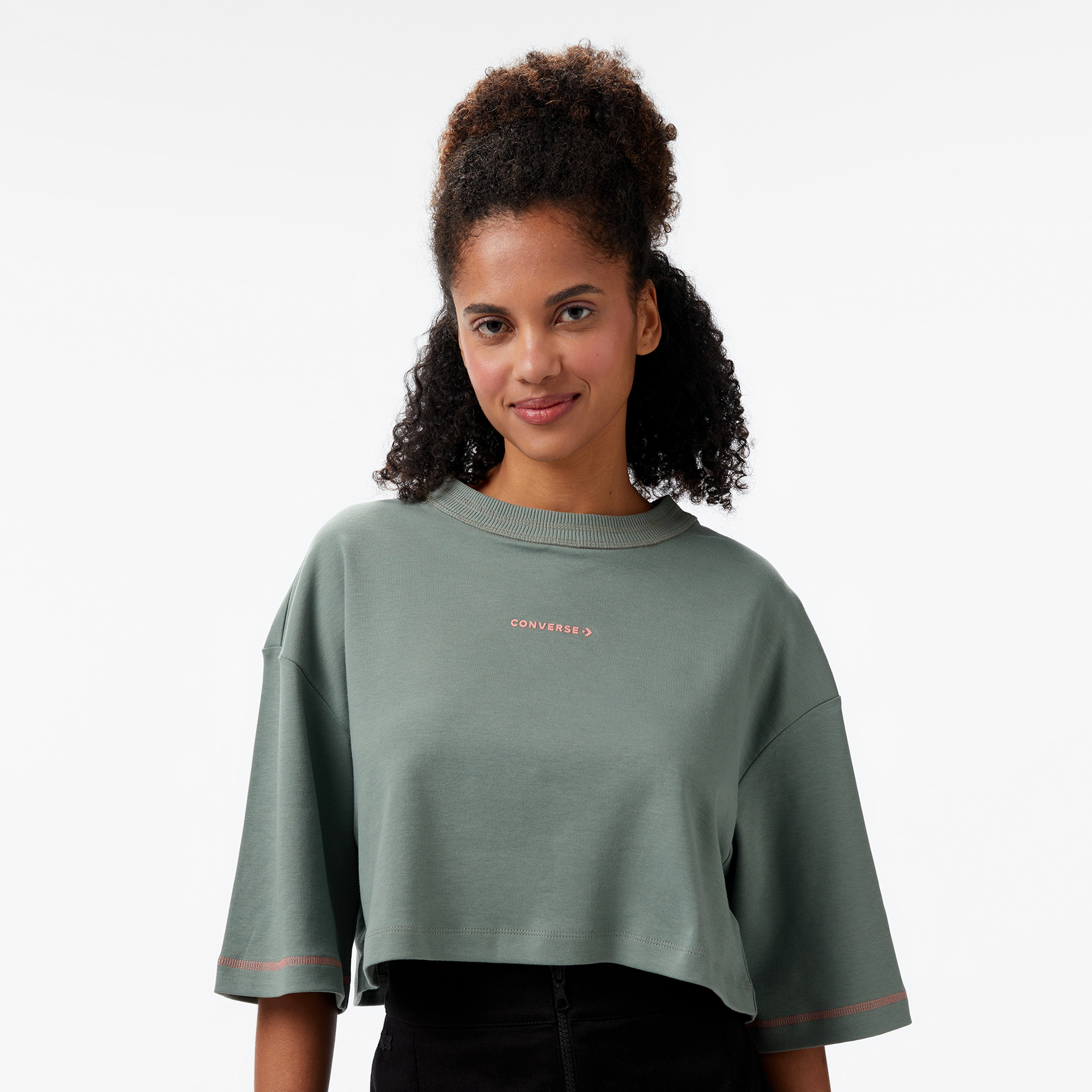 Converse Star Chevron Baskılı Kadın Yeşil T-Shirt