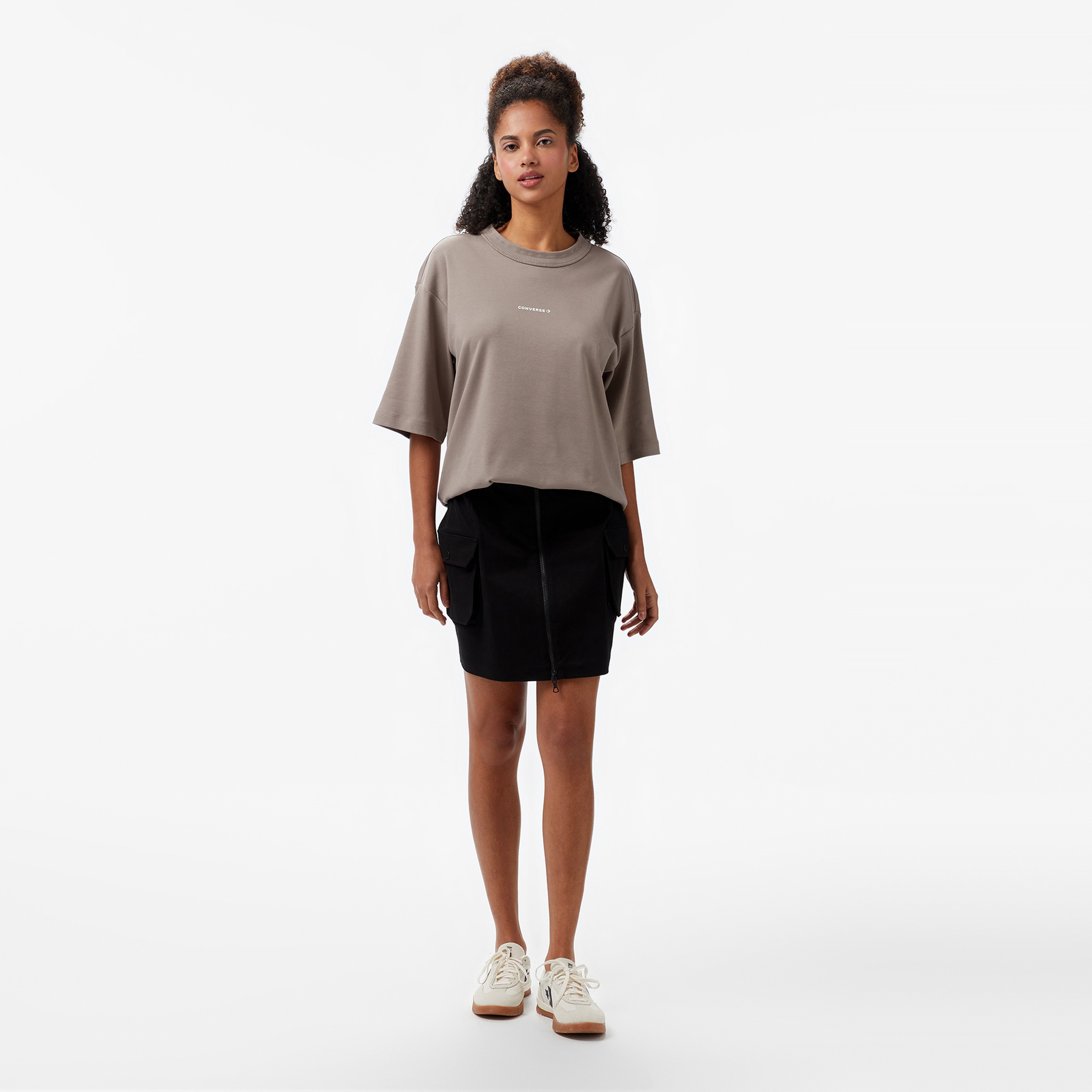 Converse Star Chevron Oversize Fit Baskılı Erkek Bej T-shirt