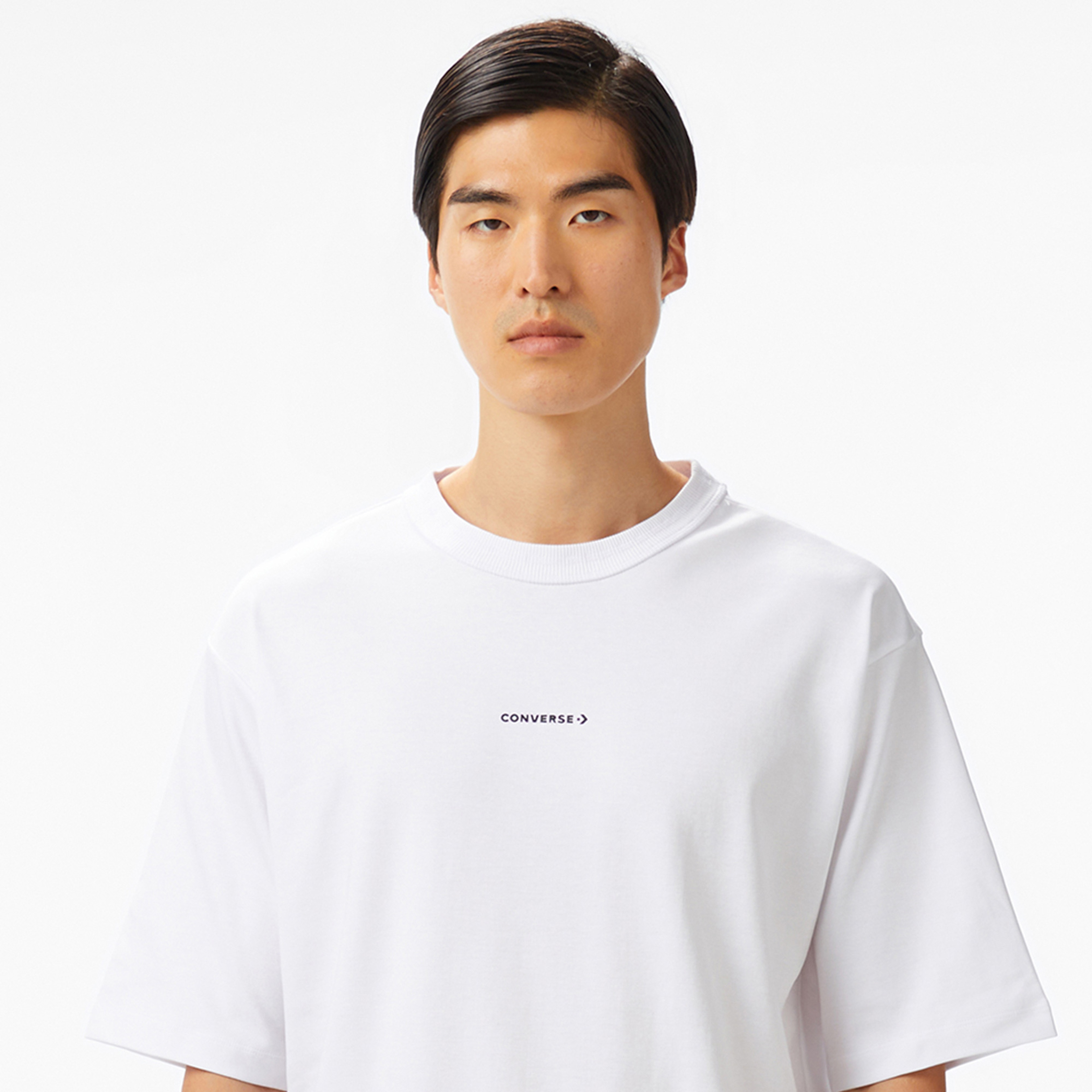 Converse Star Chevron Baskılı Oversize Fit Erkek Beyaz T-Shirt