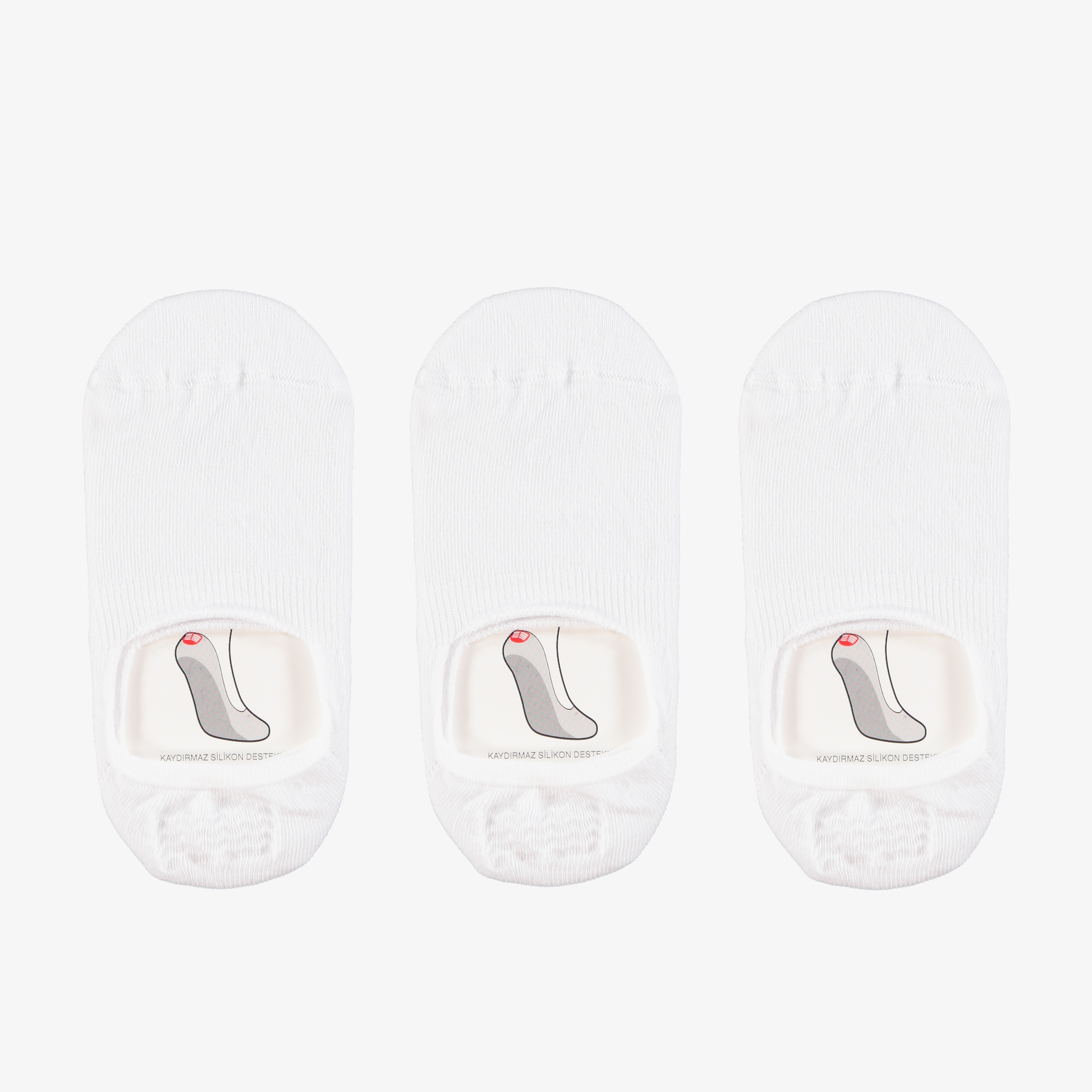 UNITED4 Unisex 3'lü Beyaz Babet Çorap