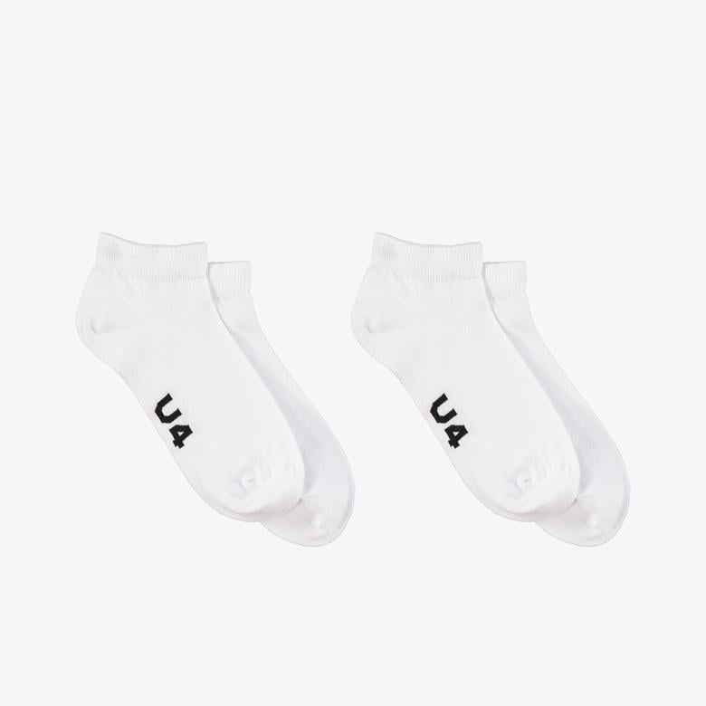 UNITED4 Unisex Beyaz 2'li Çorap