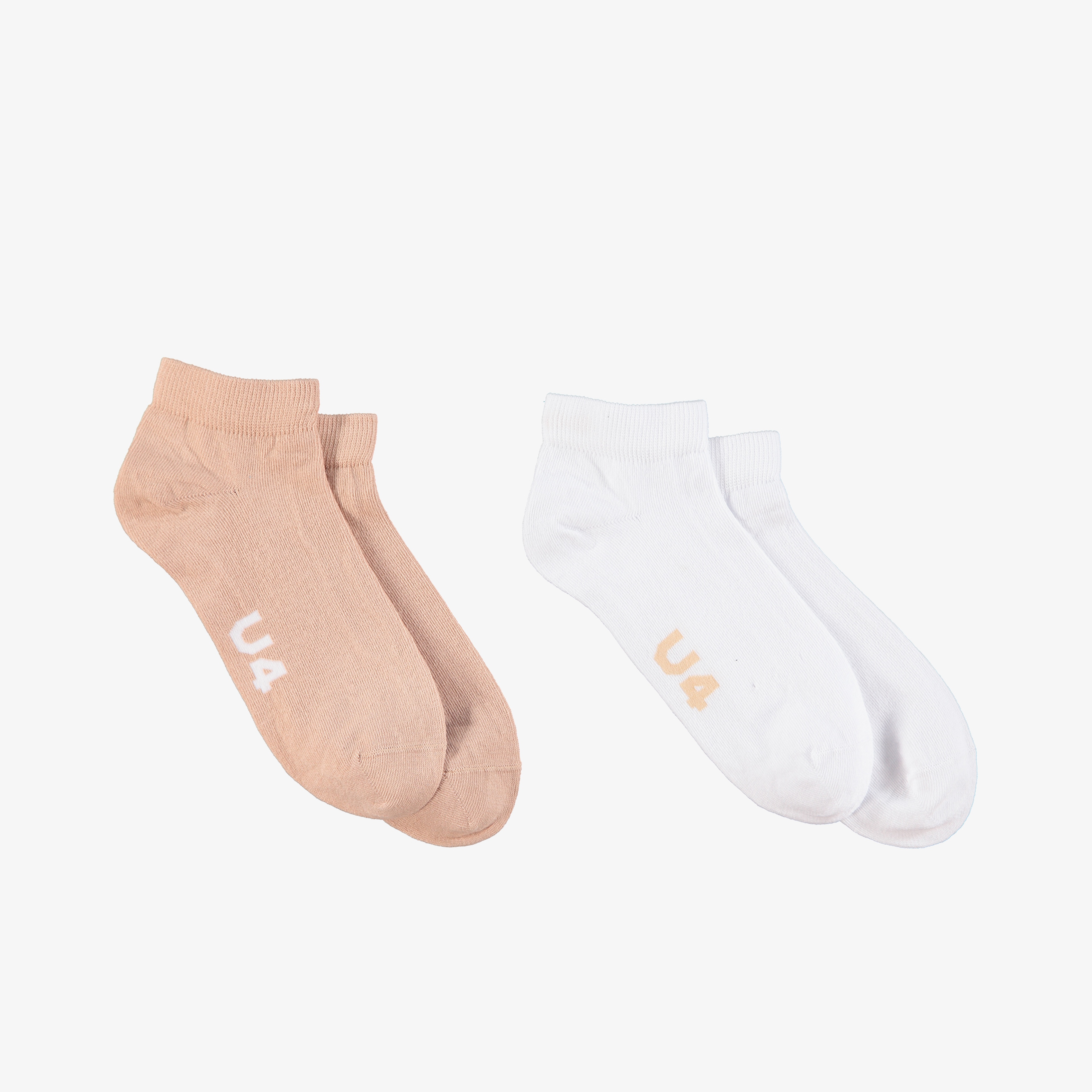 UNITED4 Unisex Beyaz Pembe 2'li Çorap