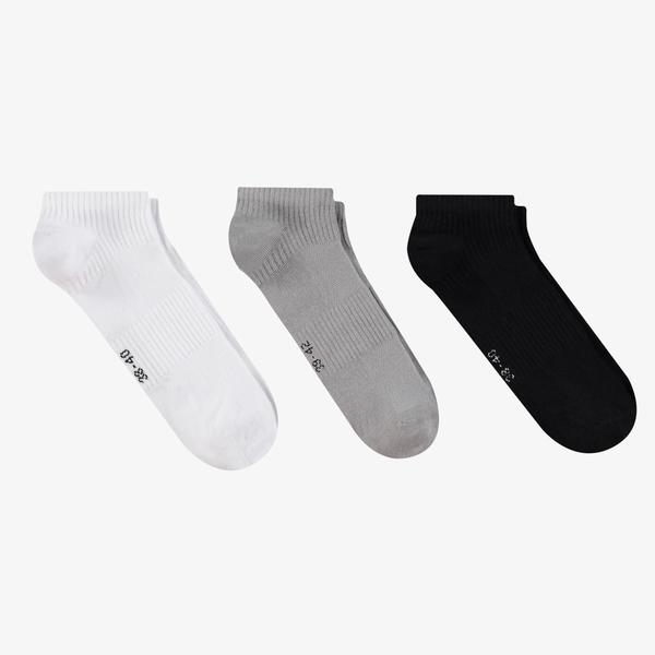 UNITED4 Unisex Beyaz - Siyah - Gri 3'lü Patik Çorap
