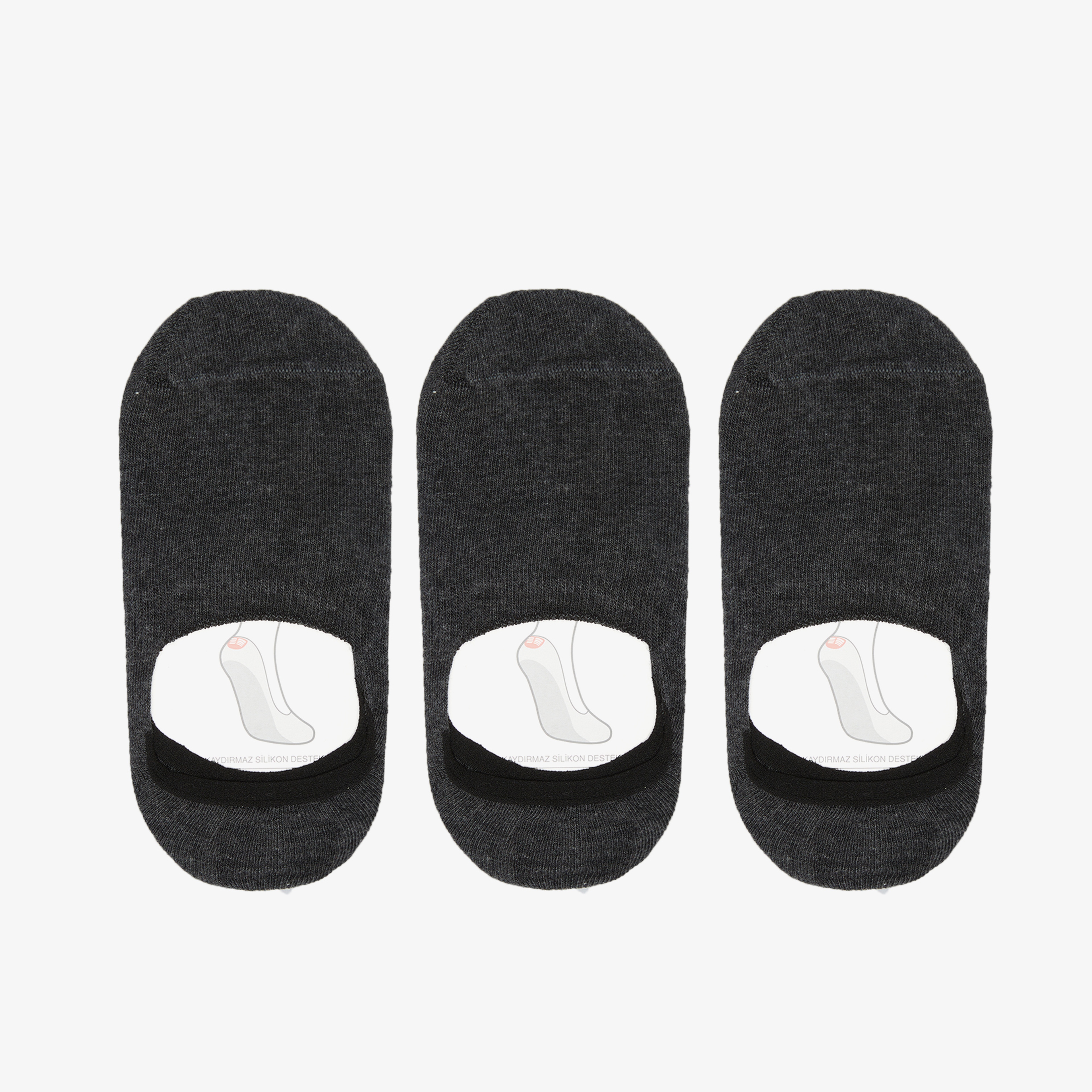 UNITED4 Unisex Antrasit 3'lü Babet Çorap