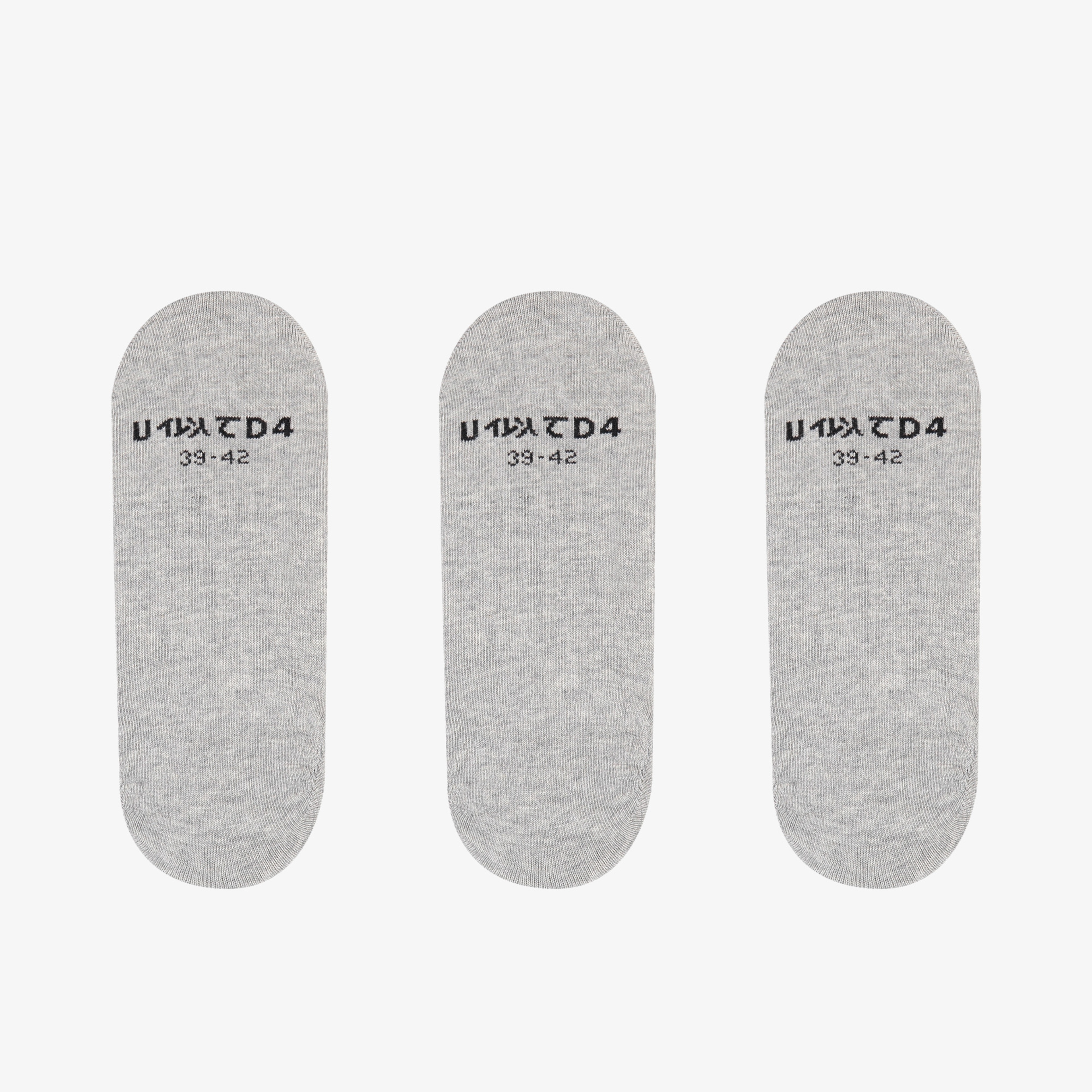 UNITED4 Unisex Gri 3'lü Babet Çorap