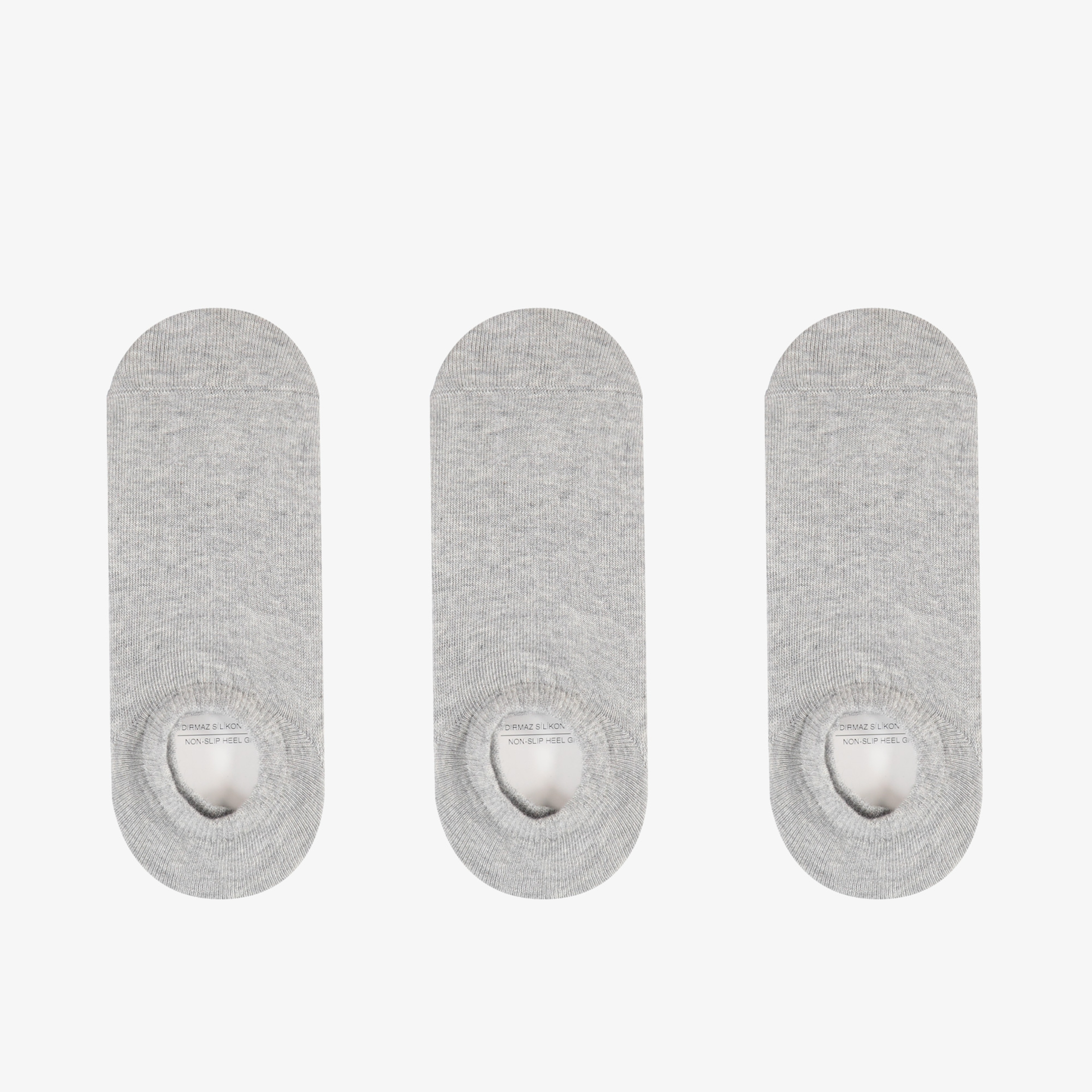 UNITED4 Unisex Gri 3'lü Babet Çorap