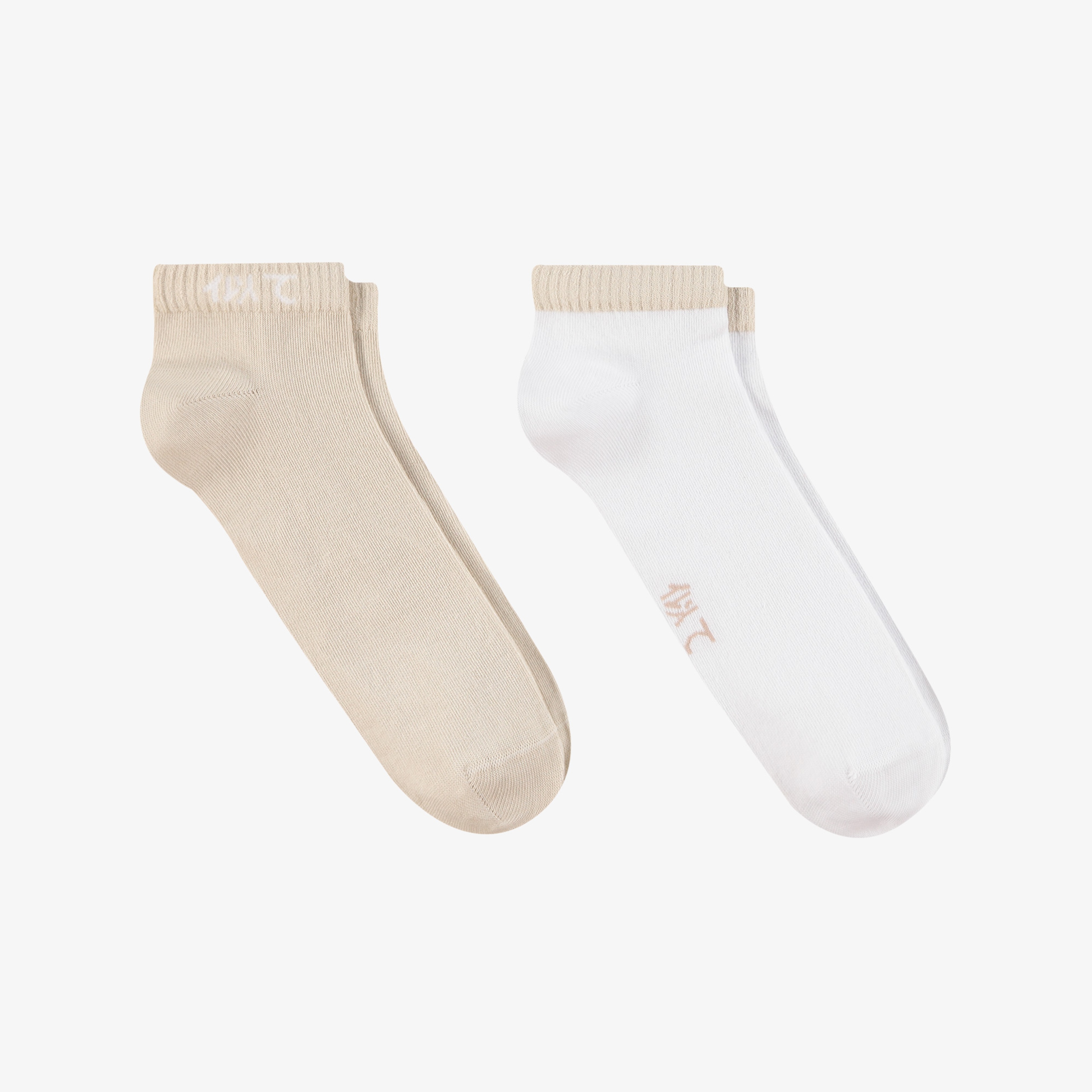 UNITED4 Unisex Taş - Beyaz 2'li Patik Çorap