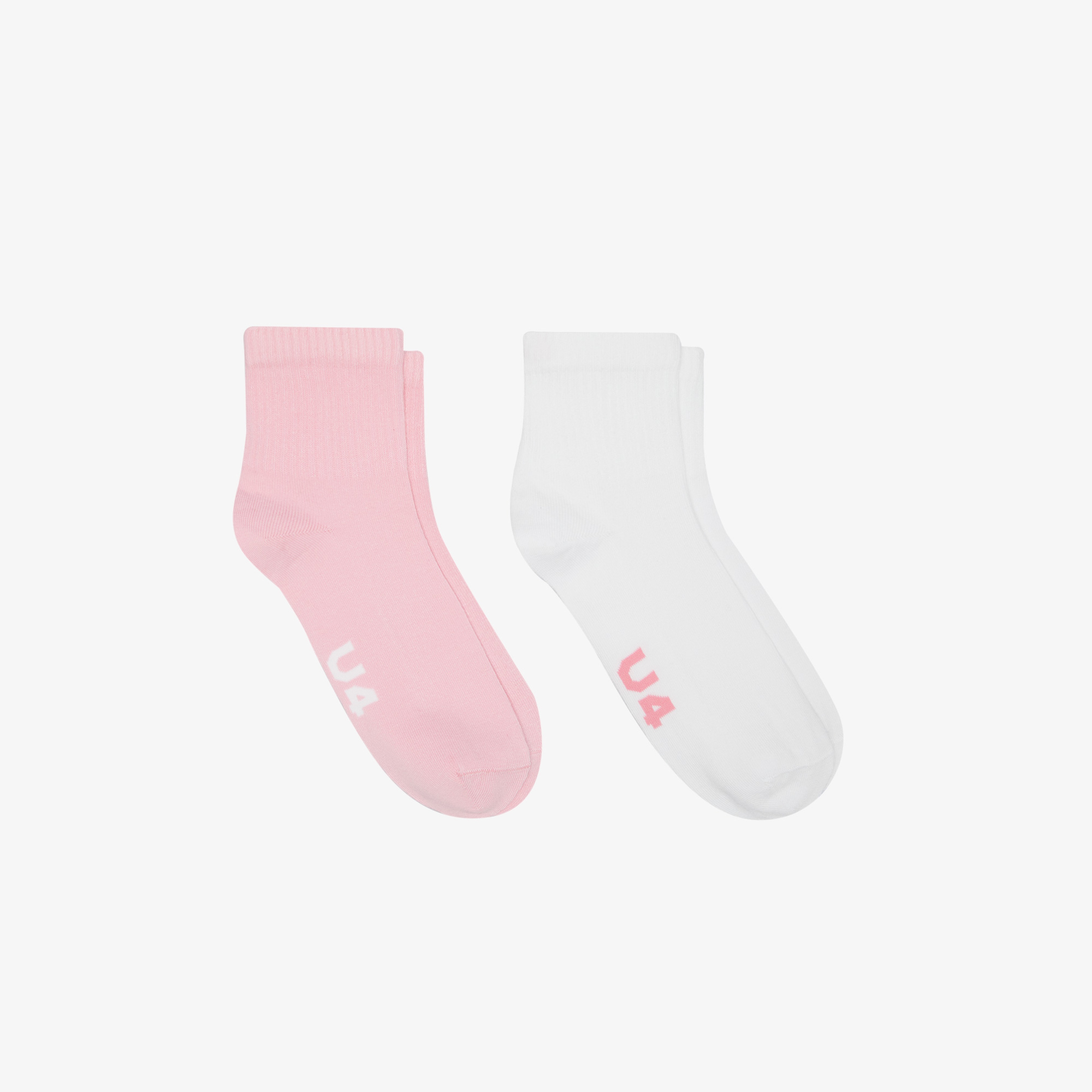 UNITED4 Unisex Pembe - Beyaz 2'li Soket Çorap