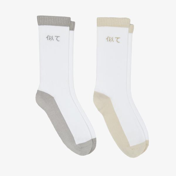 UNITED4 Unisex Taş - Gri 2'li Soket Çorap