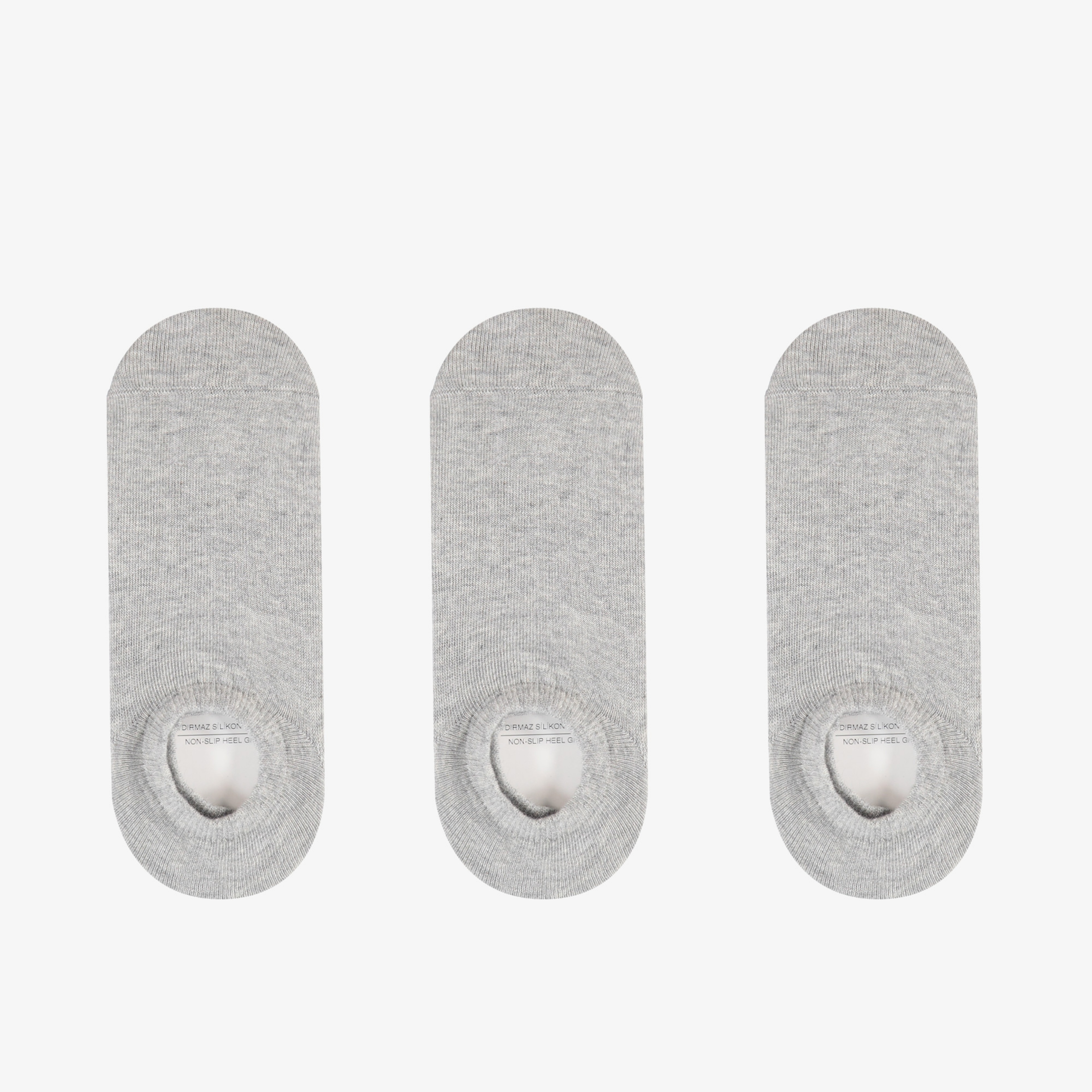 UNITED4 Unisex Gri 3'lü Babet Çorap