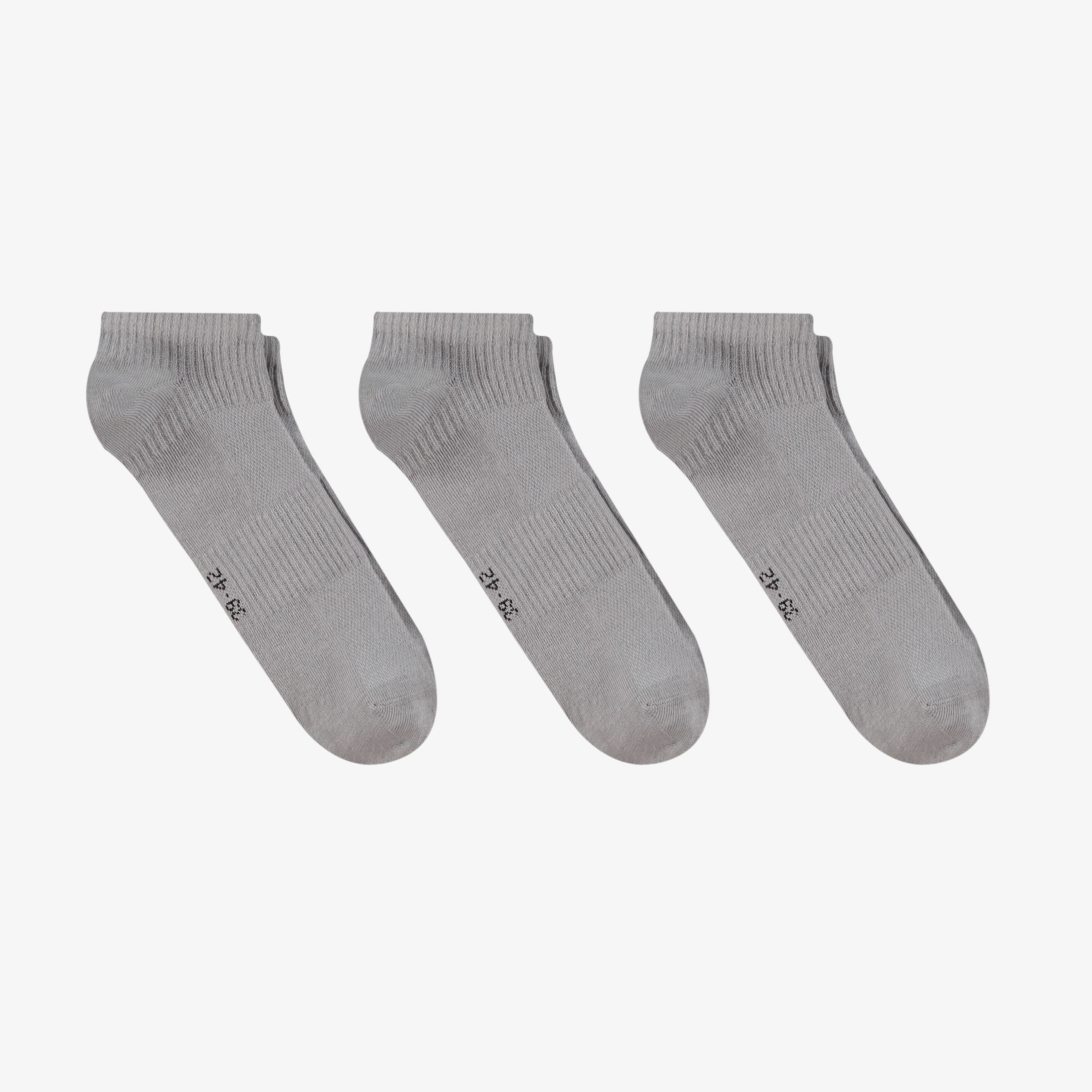 UNITED4 Unisex Gri 3'lü Patik Çorap