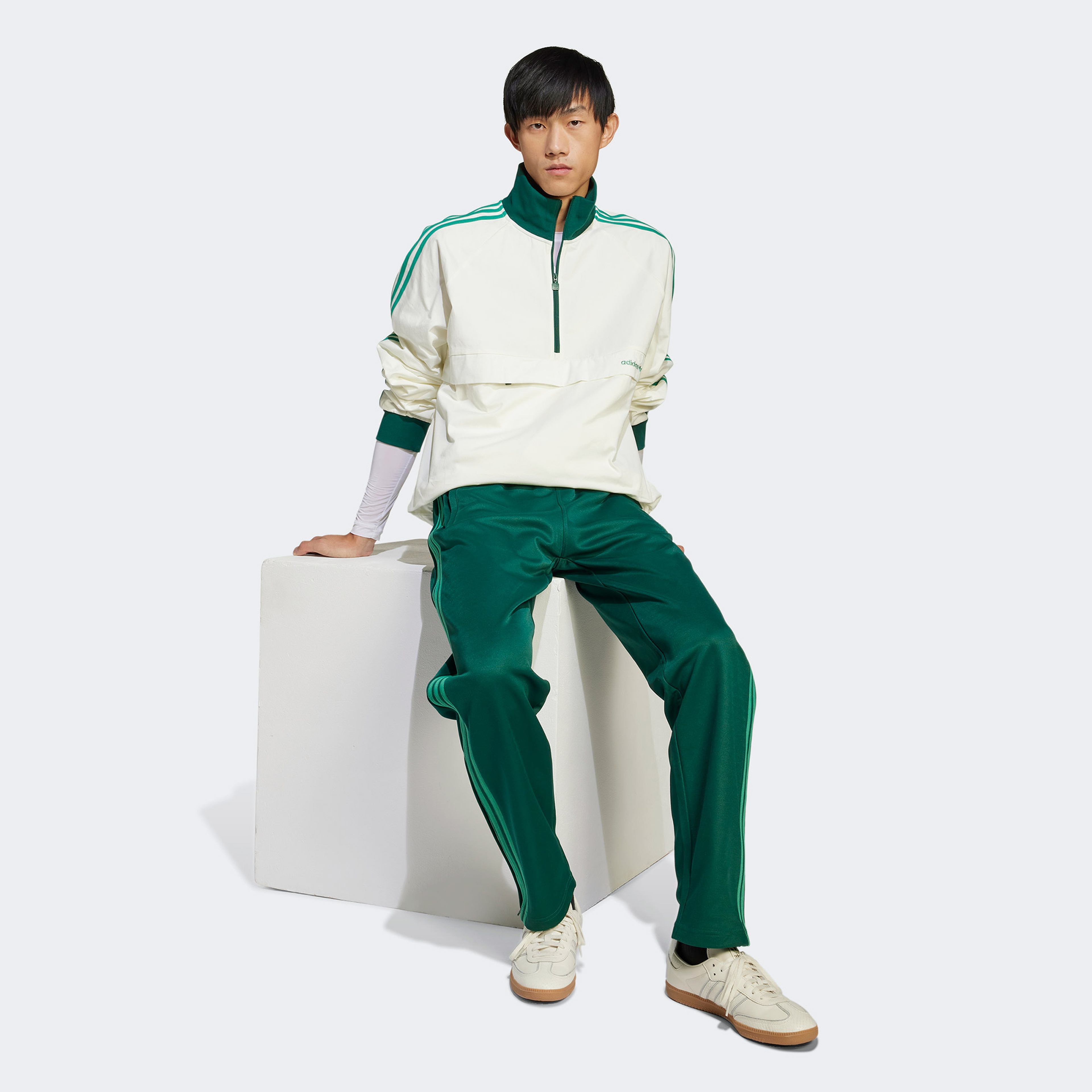 adidas Pullover Yarım Fermuarlı Erkek Beyaz Üst