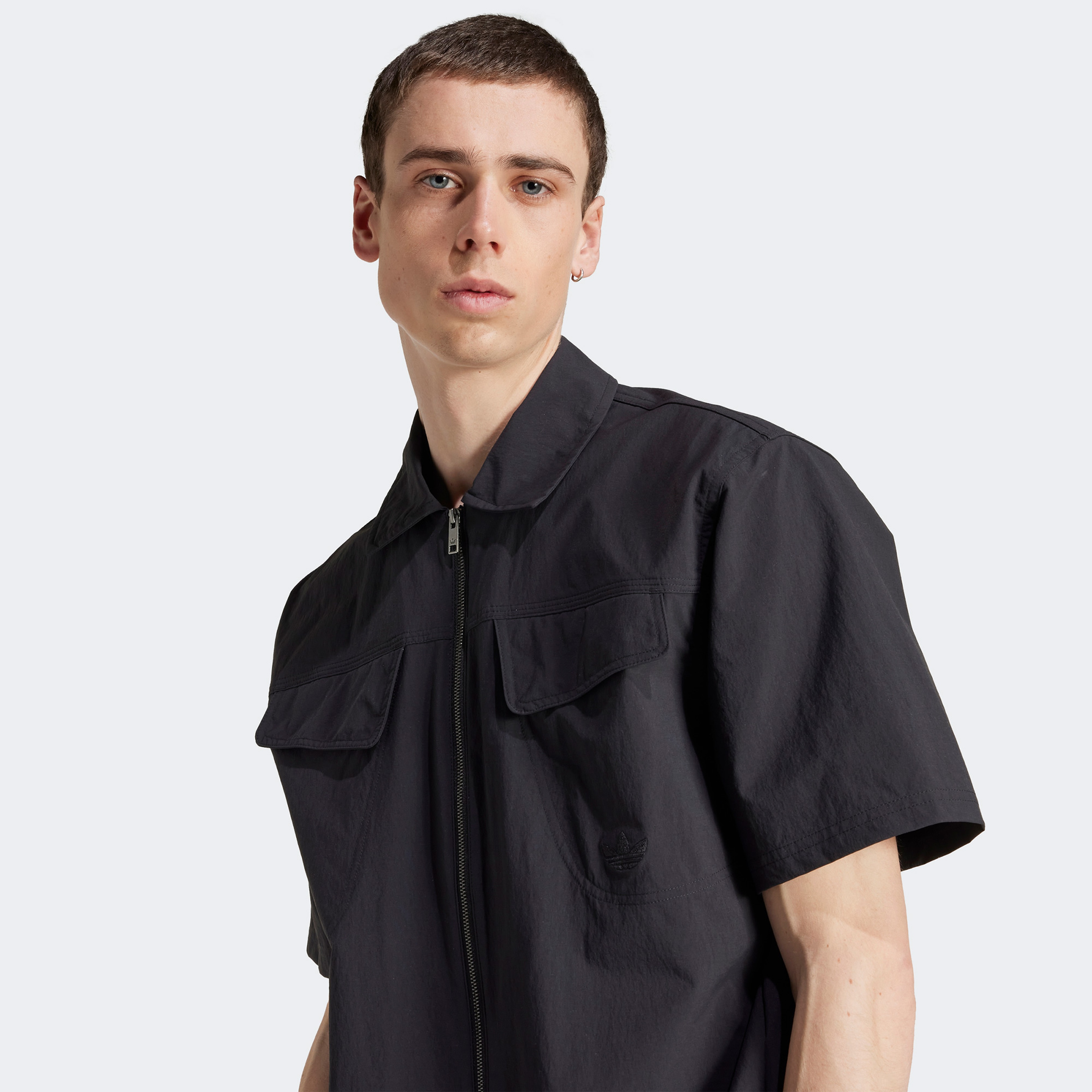 adidas Originals Essentials Erkek Fermuarlı Siyah Gömlek