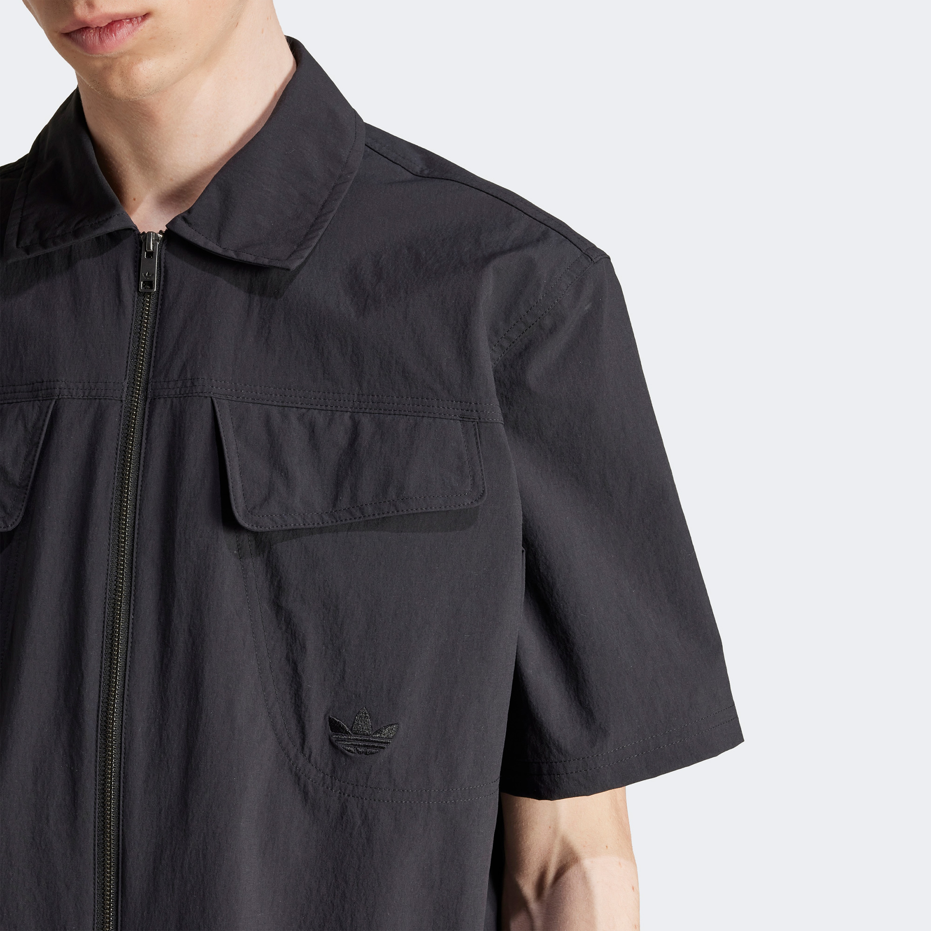 adidas Originals Essentials Erkek Fermuarlı Siyah Gömlek