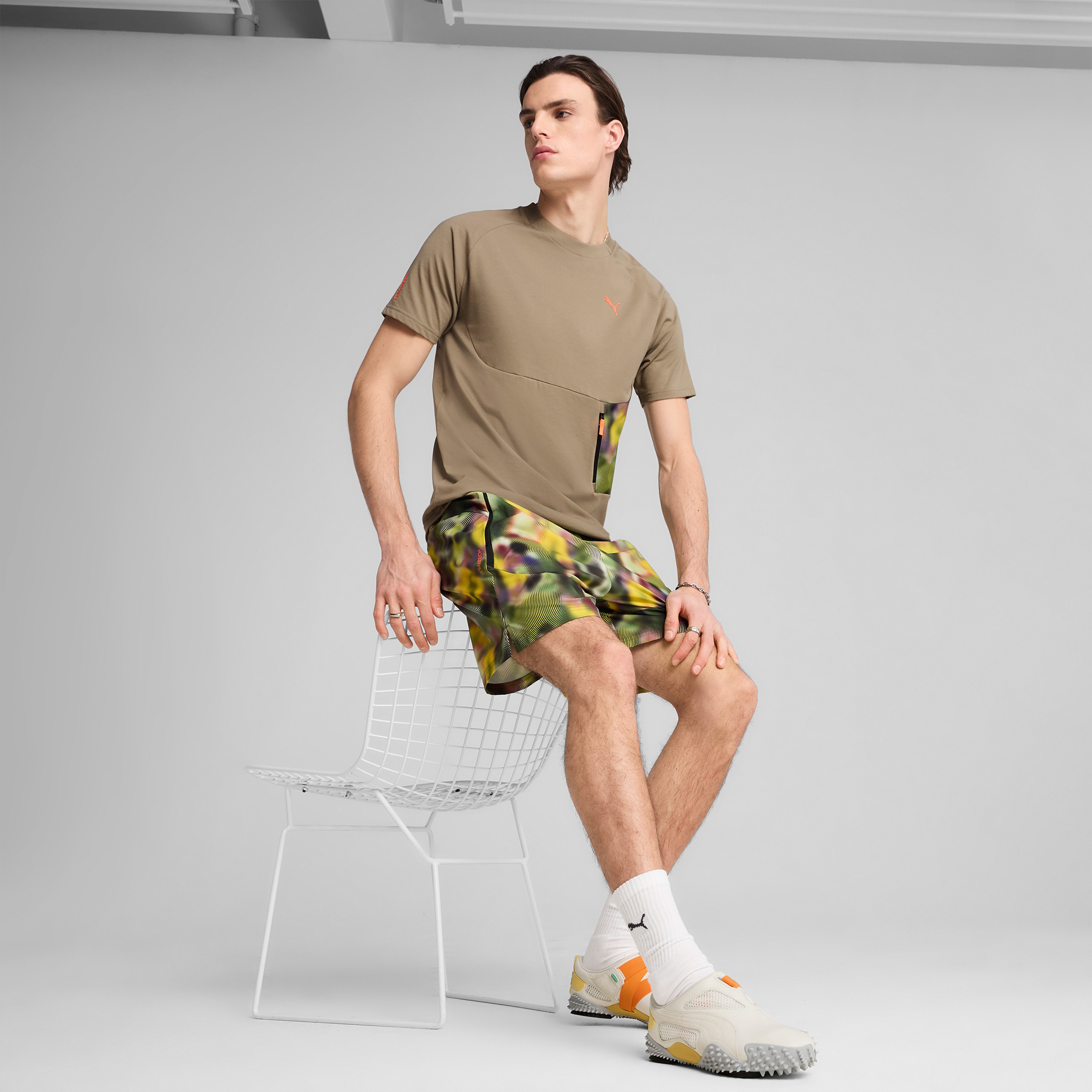 Puma Hoops X Pumatech Graphic Erkek Haki T-Shirt