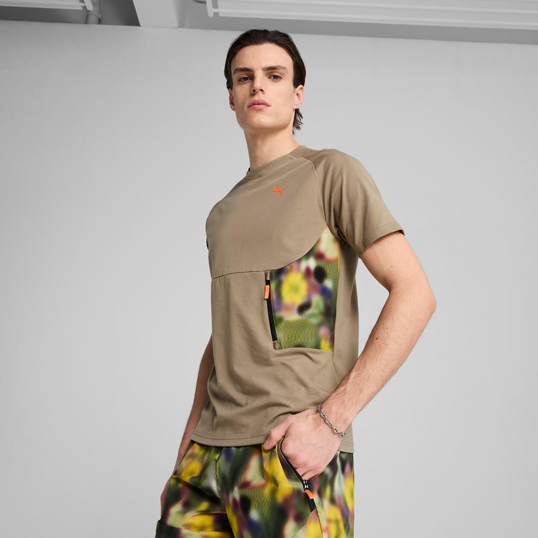 Puma Hoops X Pumatech Graphic Erkek Haki T-Shirt