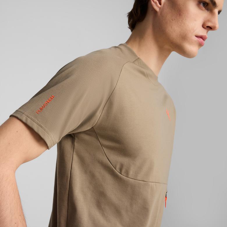 Puma Hoops X Pumatech Graphic Erkek Haki T-Shirt