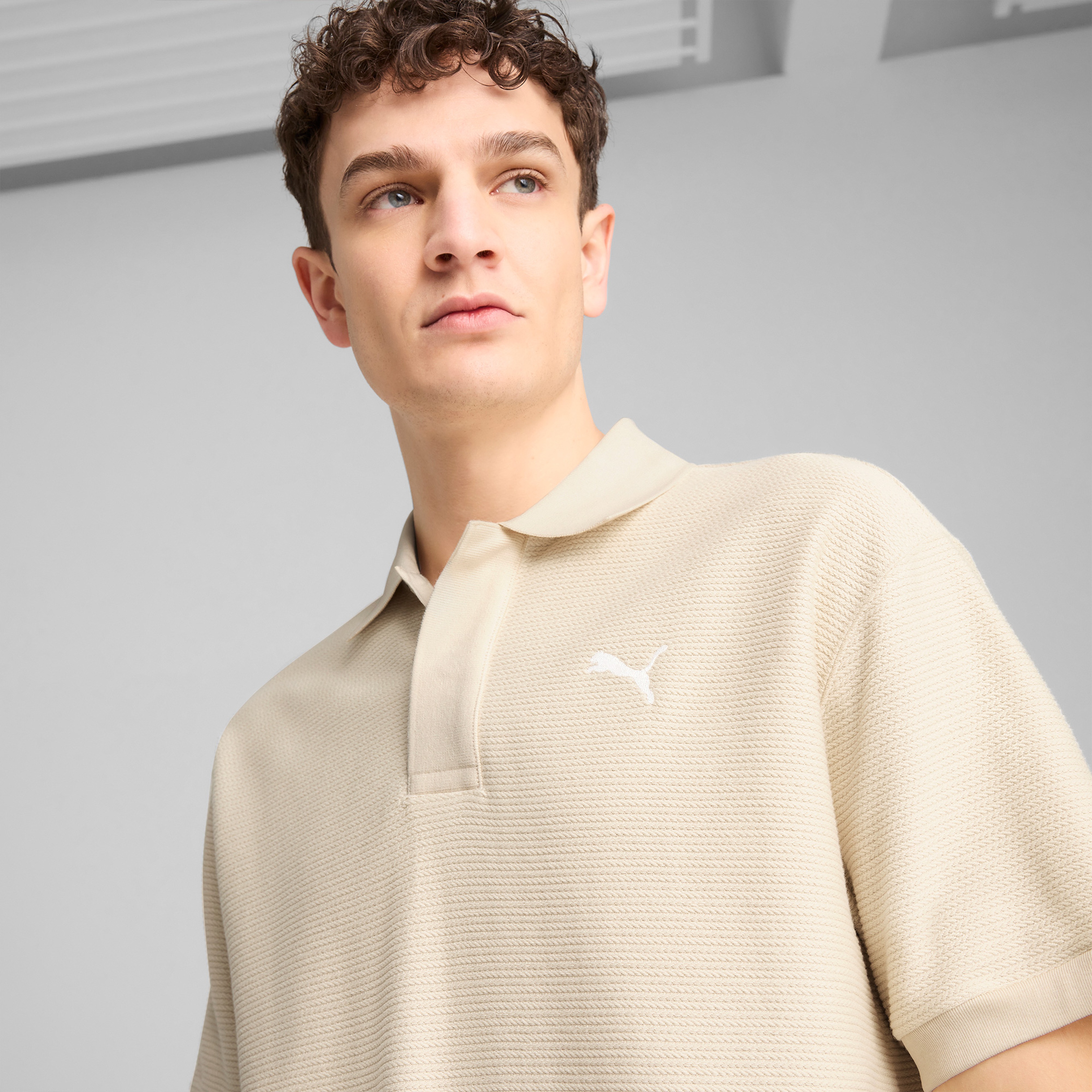 Puma Premium Ess Jacquard Erkek Krem Polo