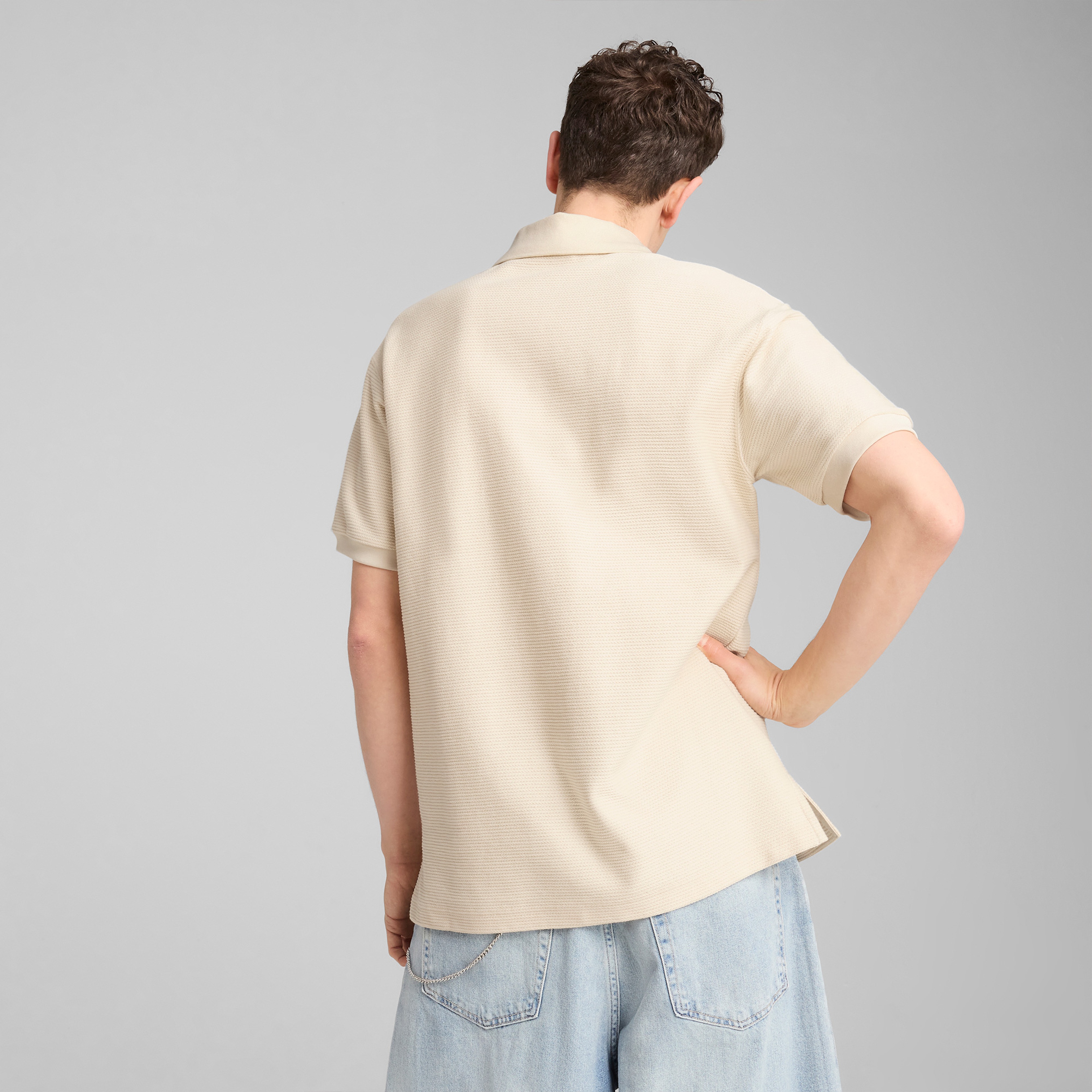 Puma Premium Ess Jacquard Erkek Krem Polo