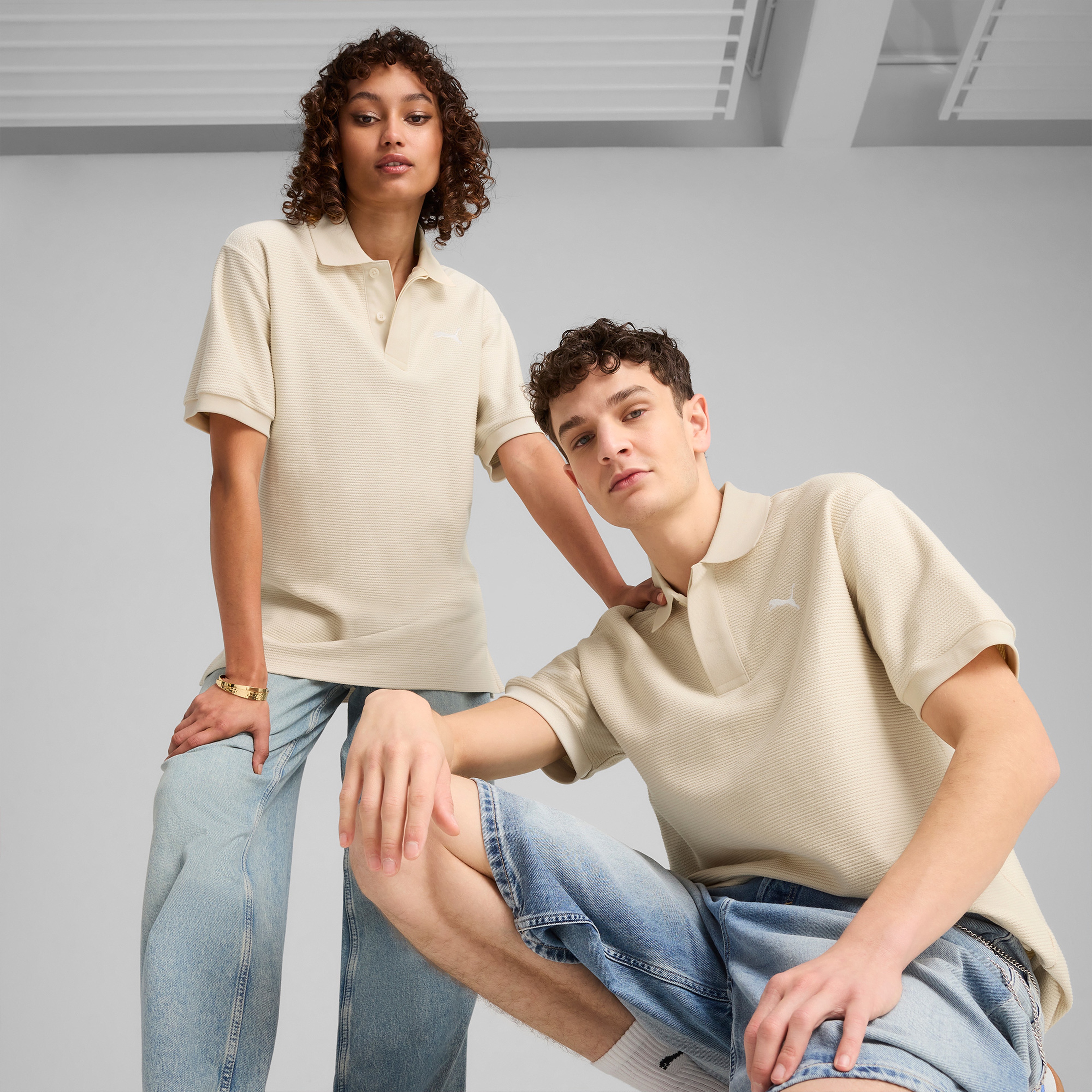 Puma Premium Ess Jacquard Erkek Krem Polo