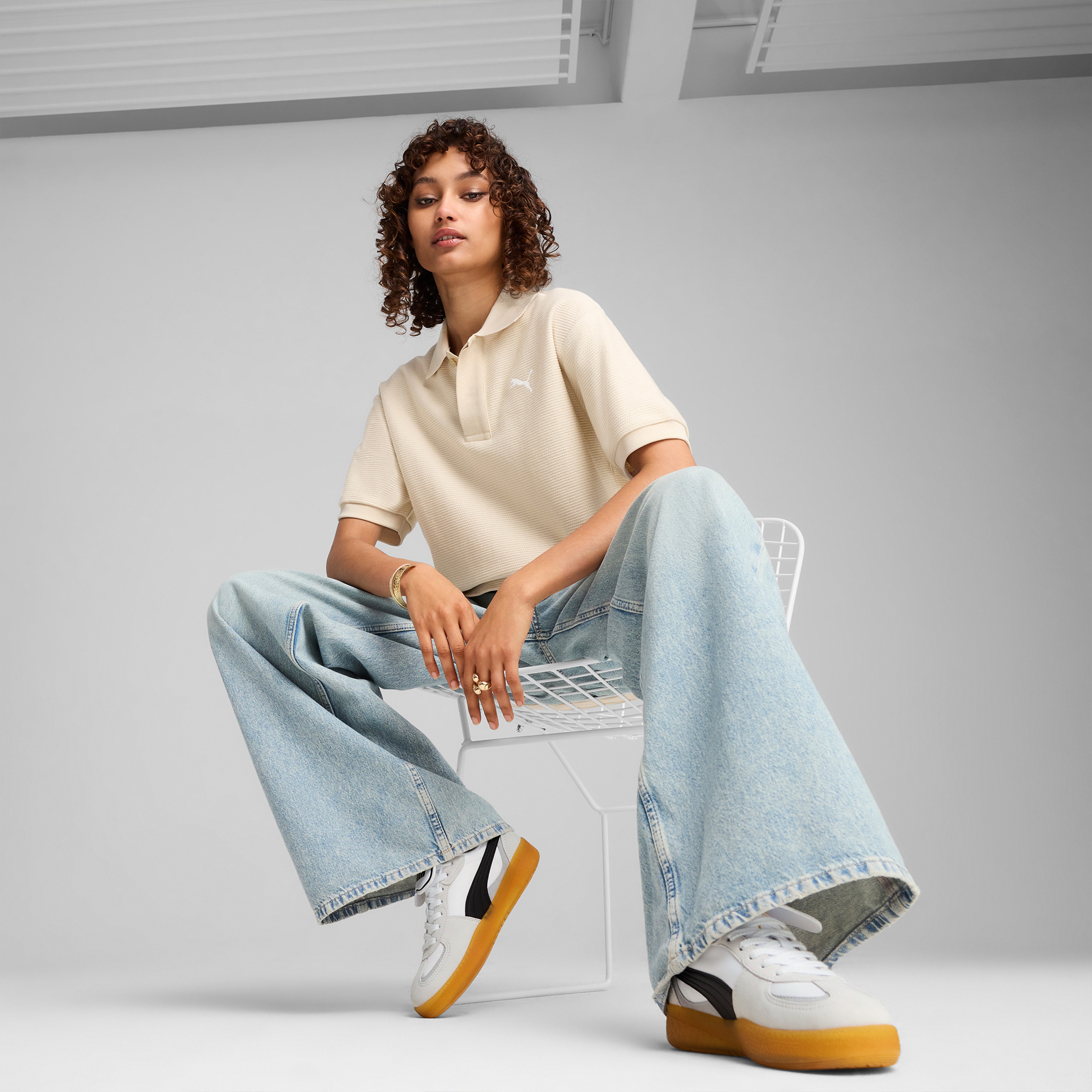 Puma Premium Ess Jacquard Erkek Krem Polo