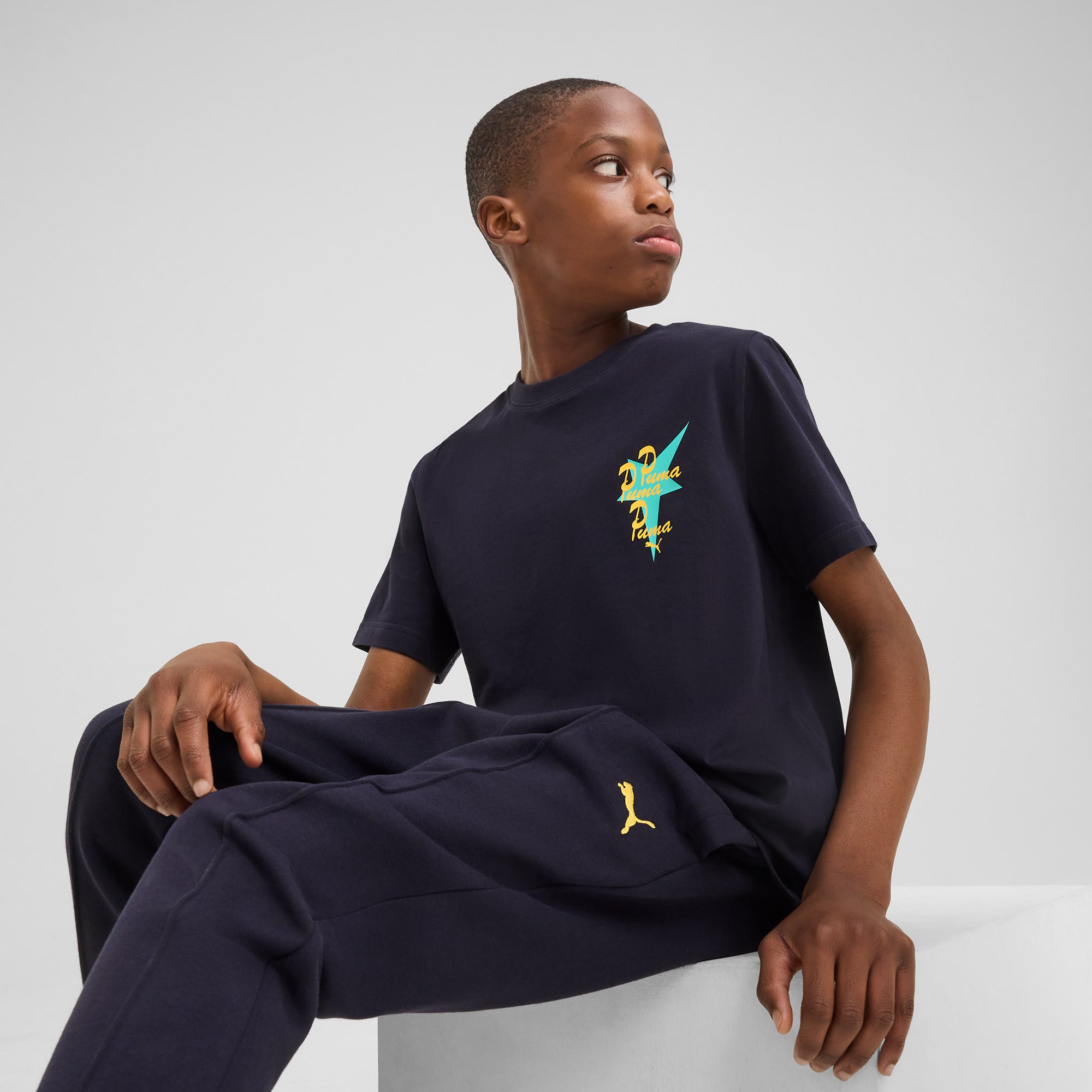 Puma Road To Unity Graphic Çocuk Lacivert T-Shirt