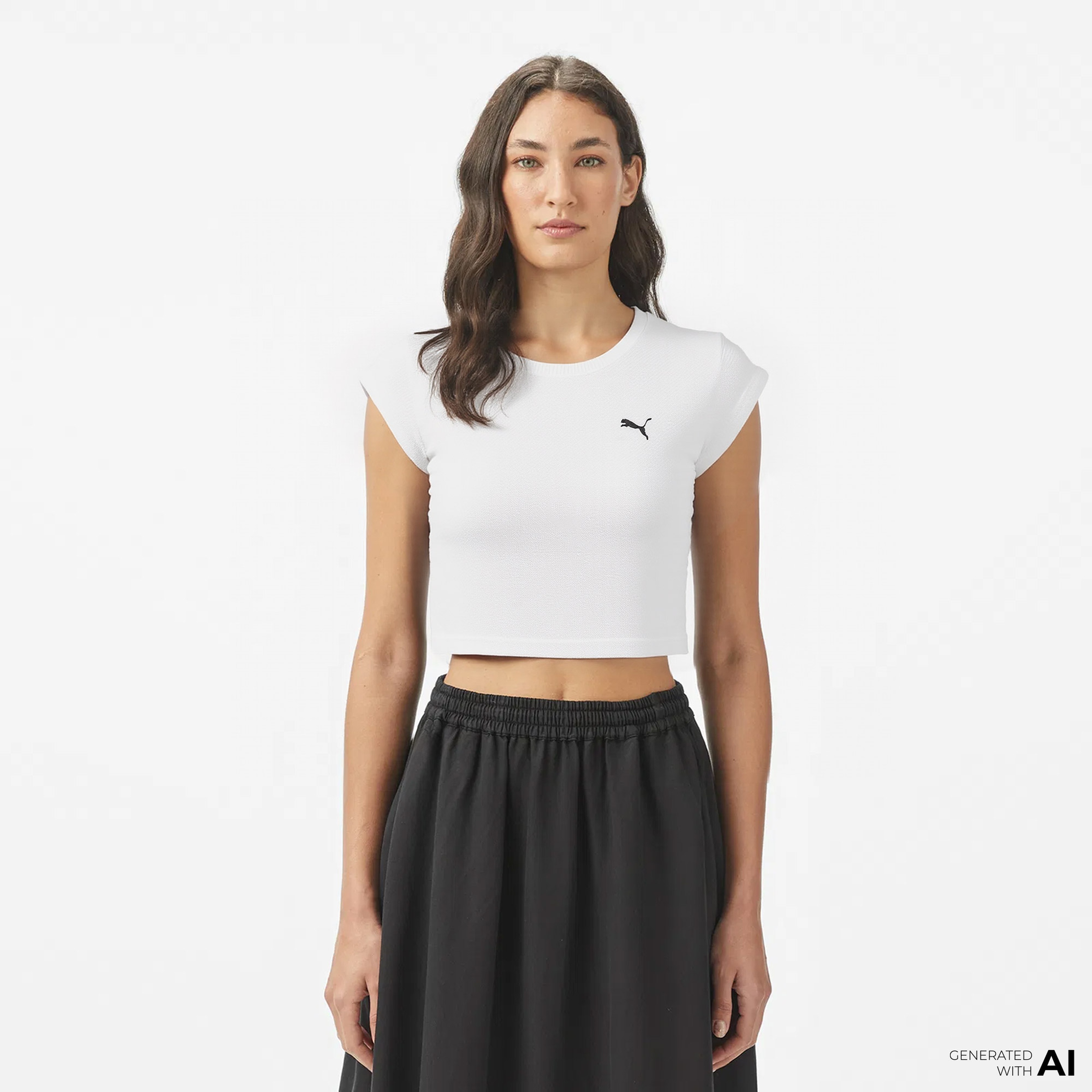 Puma Wardrobe Ess Ribbed Baby Kadın Beyaz T-Shirt