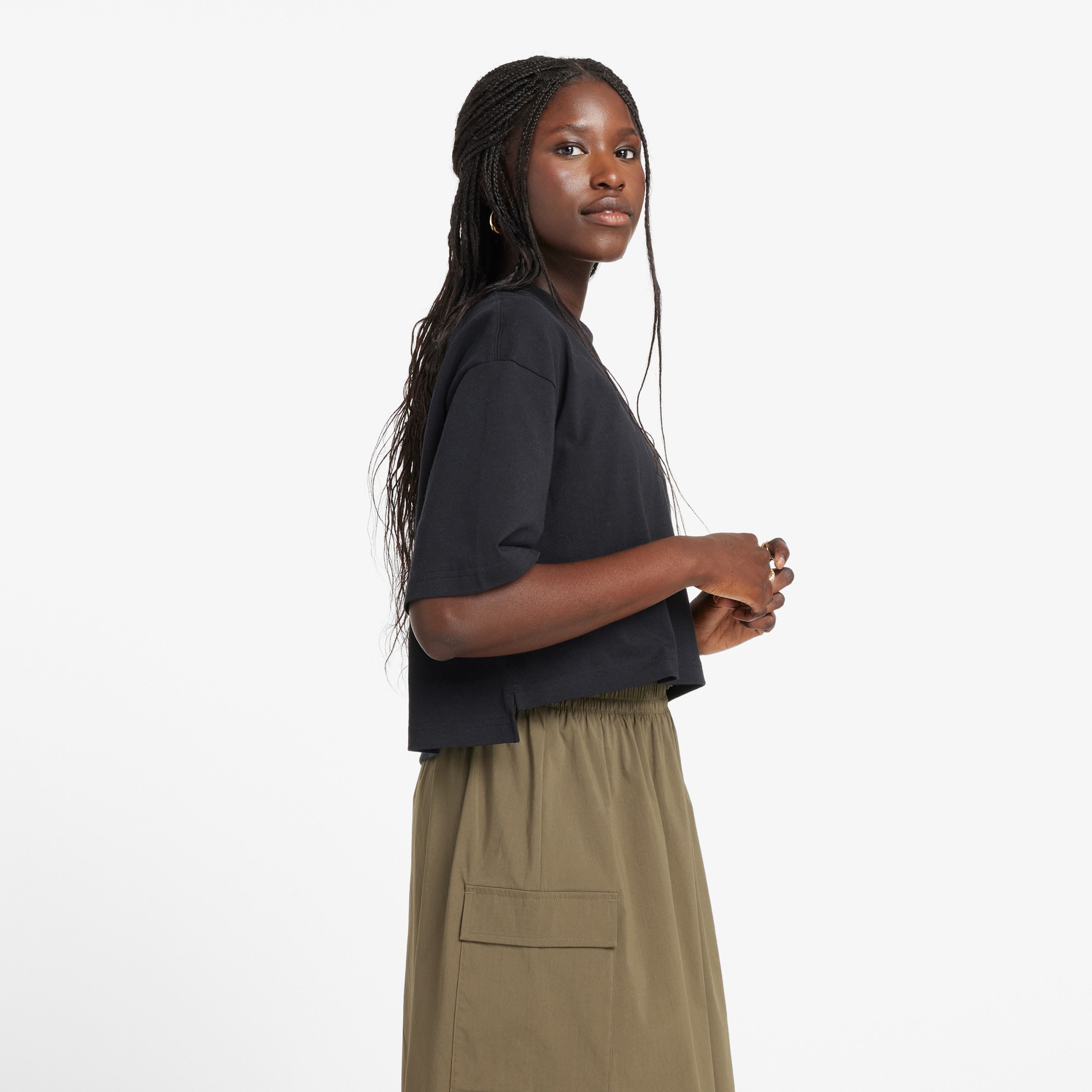 New Balance WT43536 Kadın Siyah Crop T-Shirt