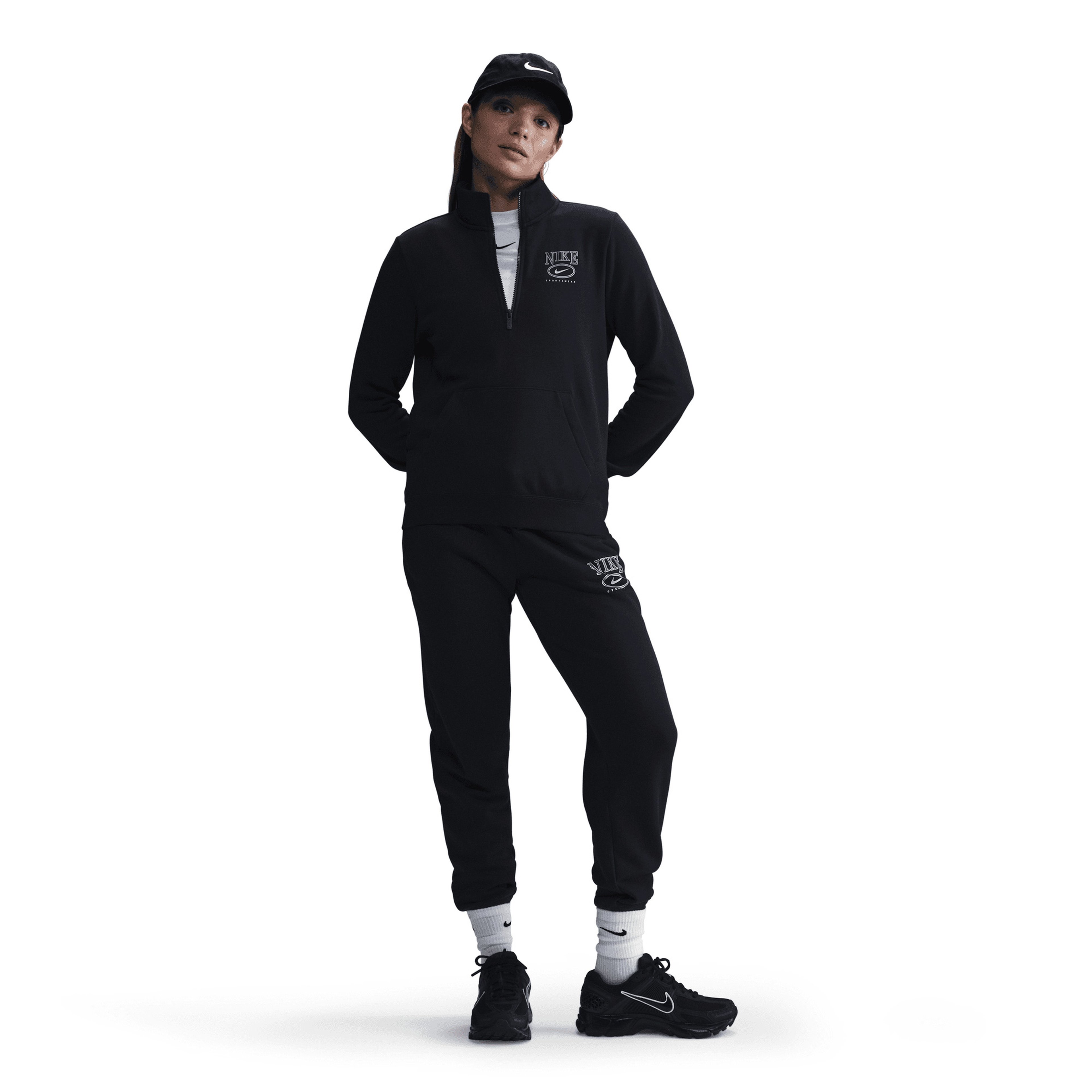 Nike Mock Neck 1/2 Zipped Kadın Siyah Sweatshirt