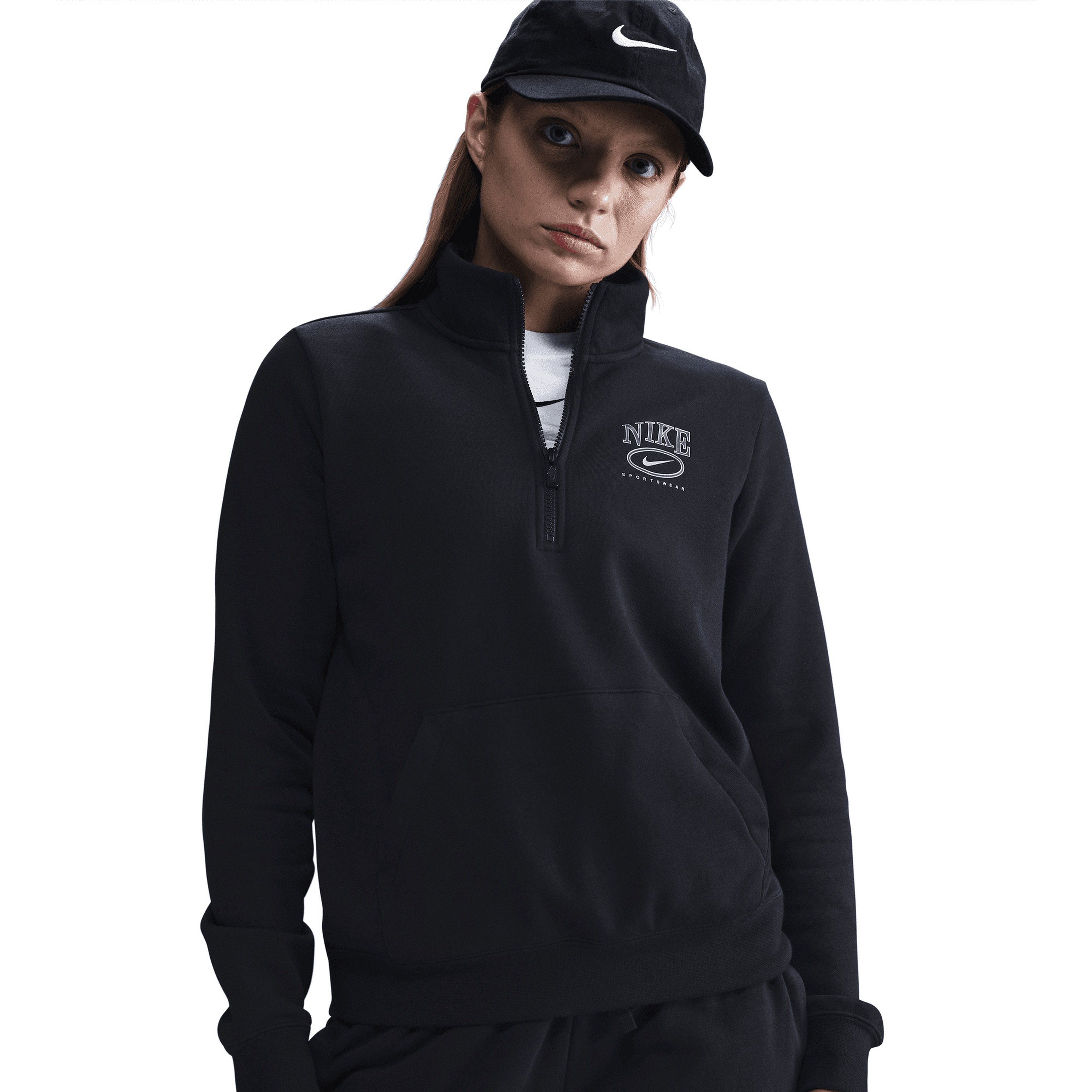 Nike Mock Neck 1/2 Zipped Kadın Siyah Sweatshirt