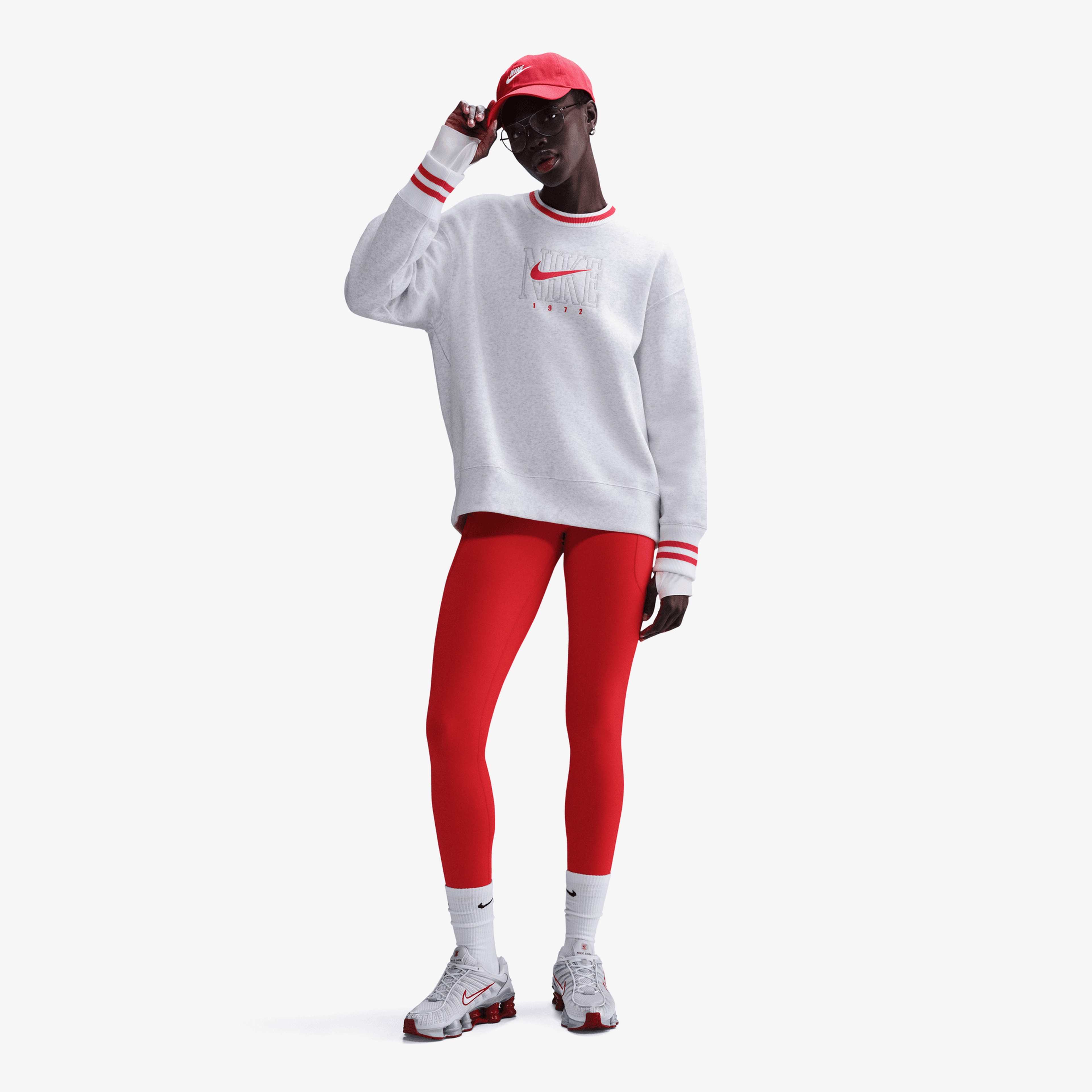 Nike Sportswear Phoenix Fleece Bol Kesimli Crew Yaka Kadın Gri Sweatshirt