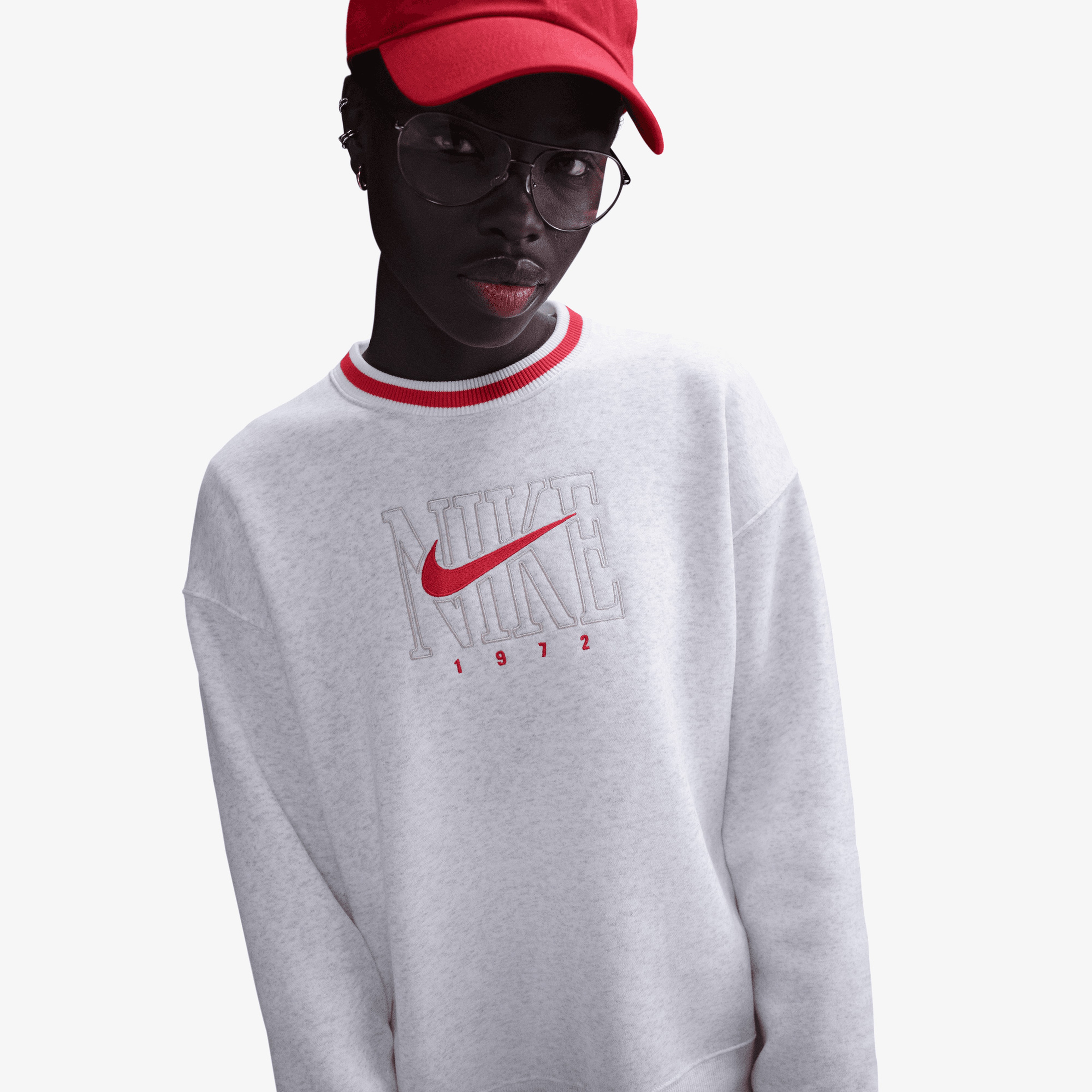 Nike Sportswear Phoenix Fleece Bol Kesimli Crew Yaka Kadın Gri Sweatshirt