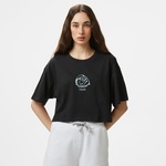 Vans Grinning Face Ss Relax Crop Kadın Siyah T-Shirt