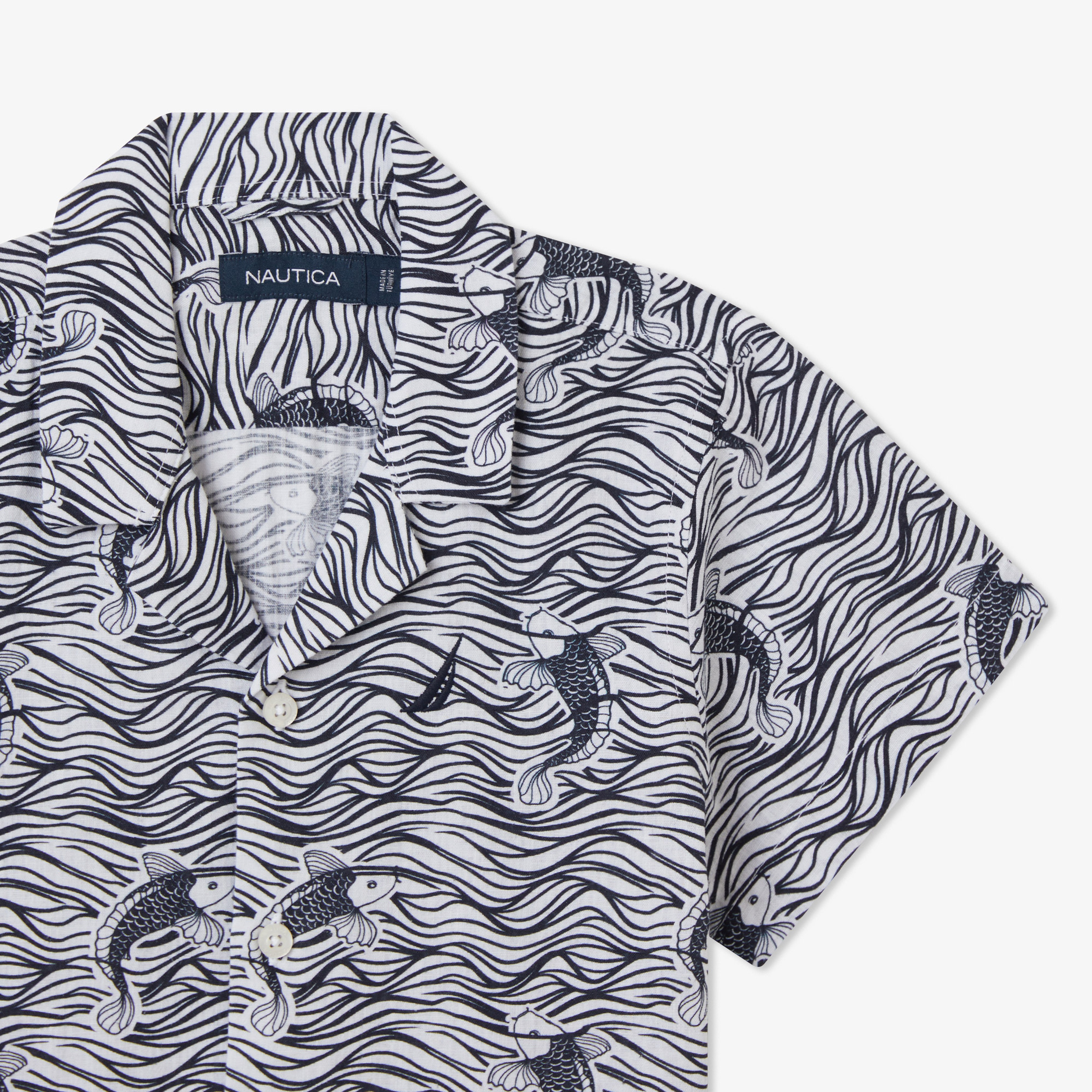 Nautica Erkek Çocuk Beyaz Classic Fit Desenli Gömlek