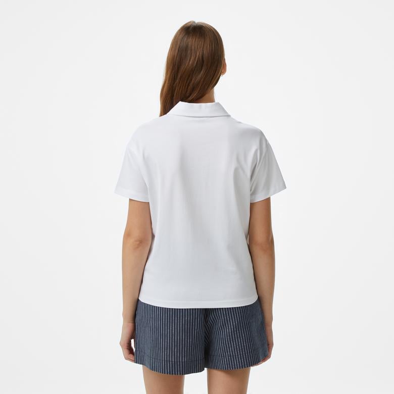Nautica Kadın Beyaz Regular Fit Polo Yaka T-Shirt