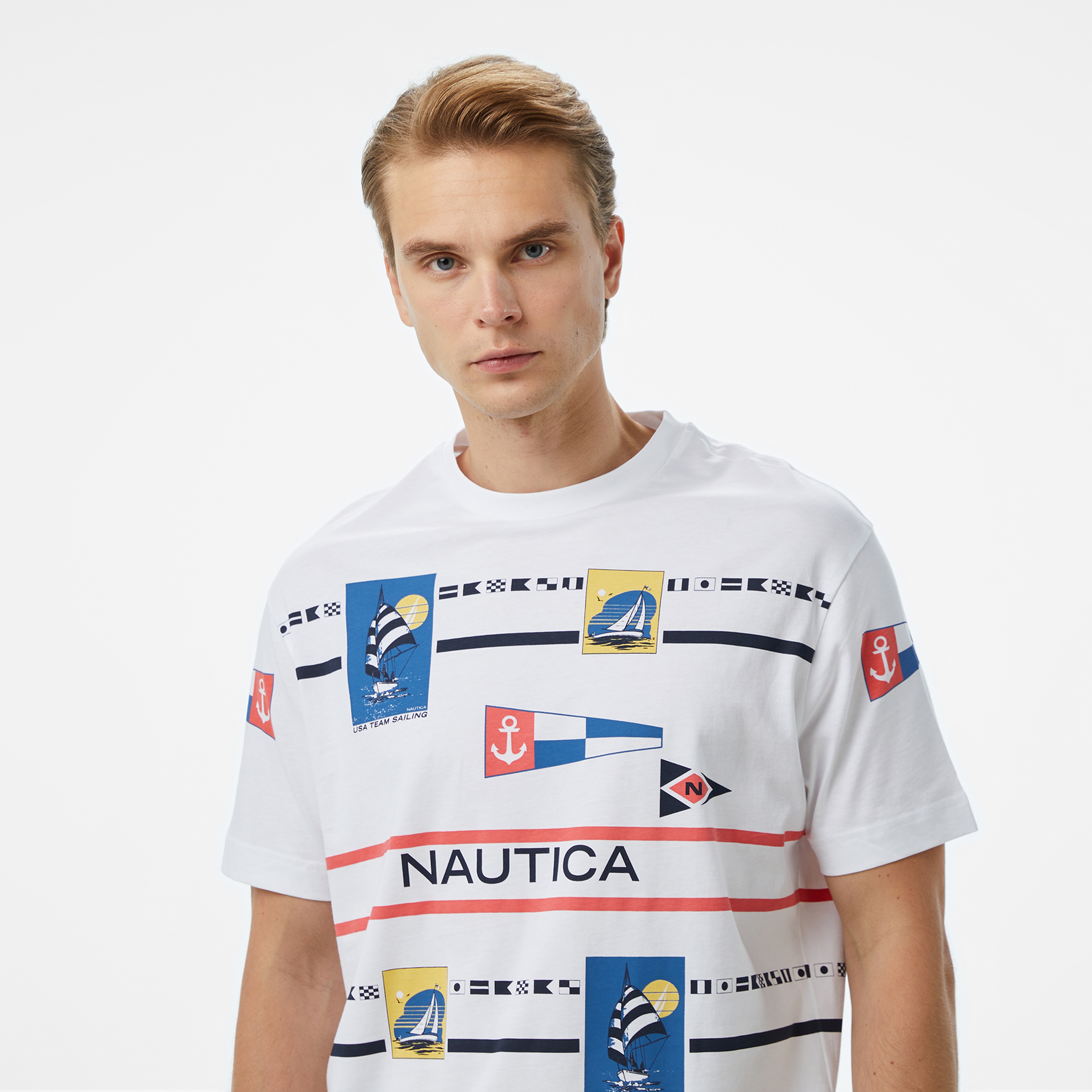 Nautica Erkek Beyaz Oversize Fit T-Shirt