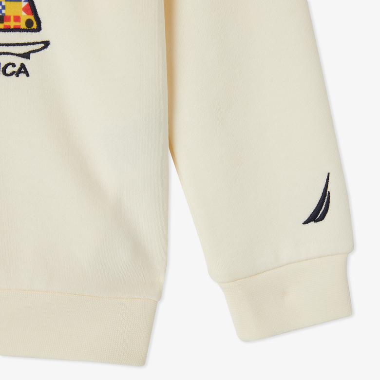 Nautica Erkek Çocuk Ekru Regular Fit Baskılı Sweatshirt