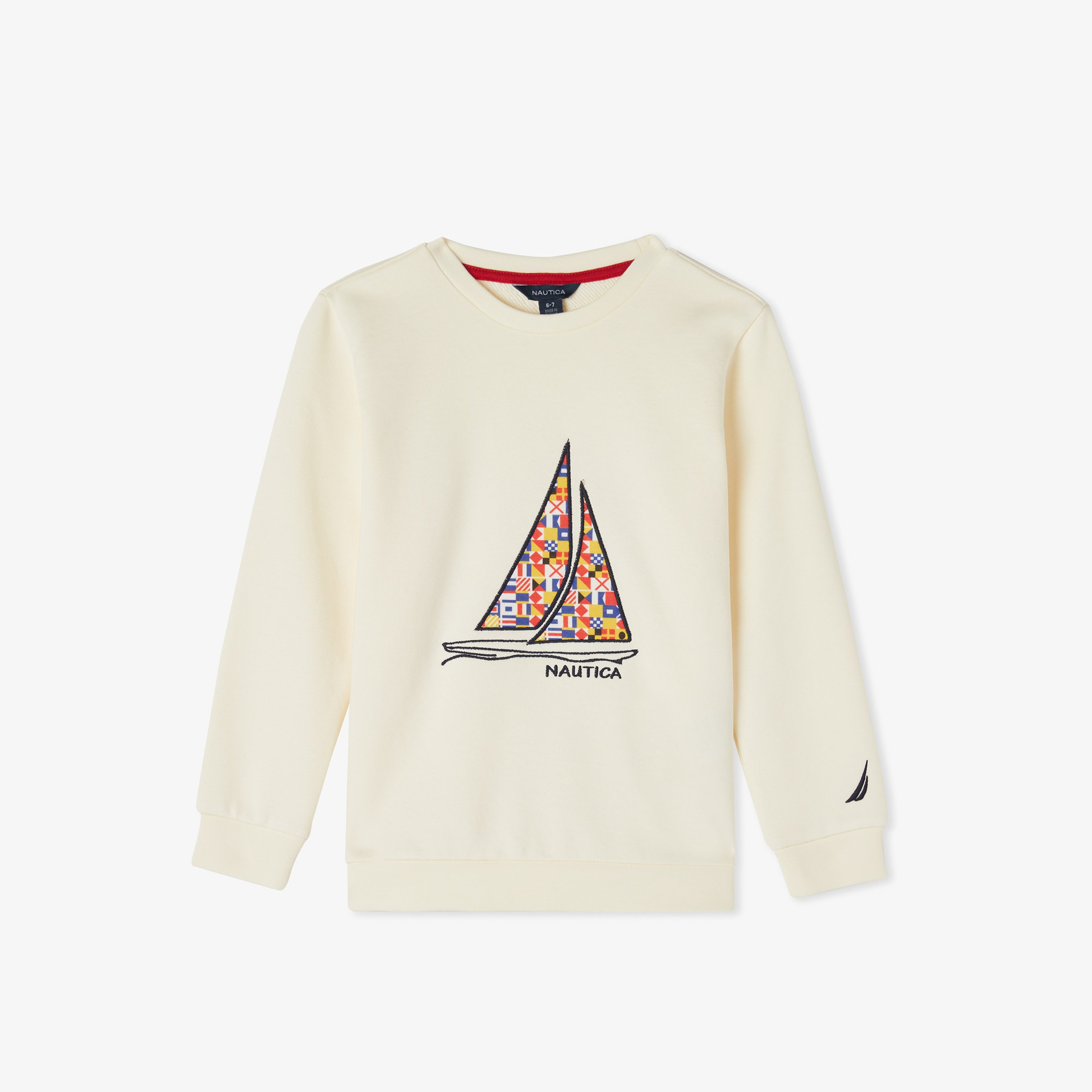 Nautica Erkek Çocuk Ekru Regular Fit Baskılı Sweatshirt