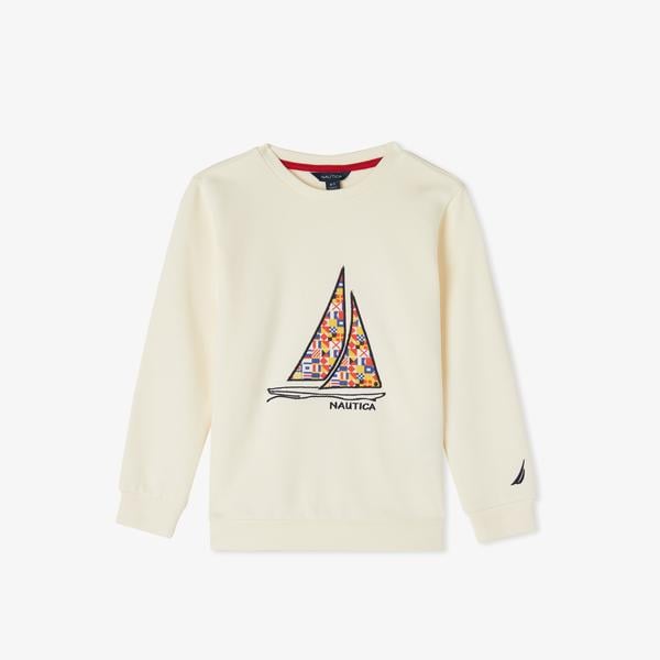Nautica Erkek Çocuk Ekru Regular Fit Baskılı Sweatshirt
