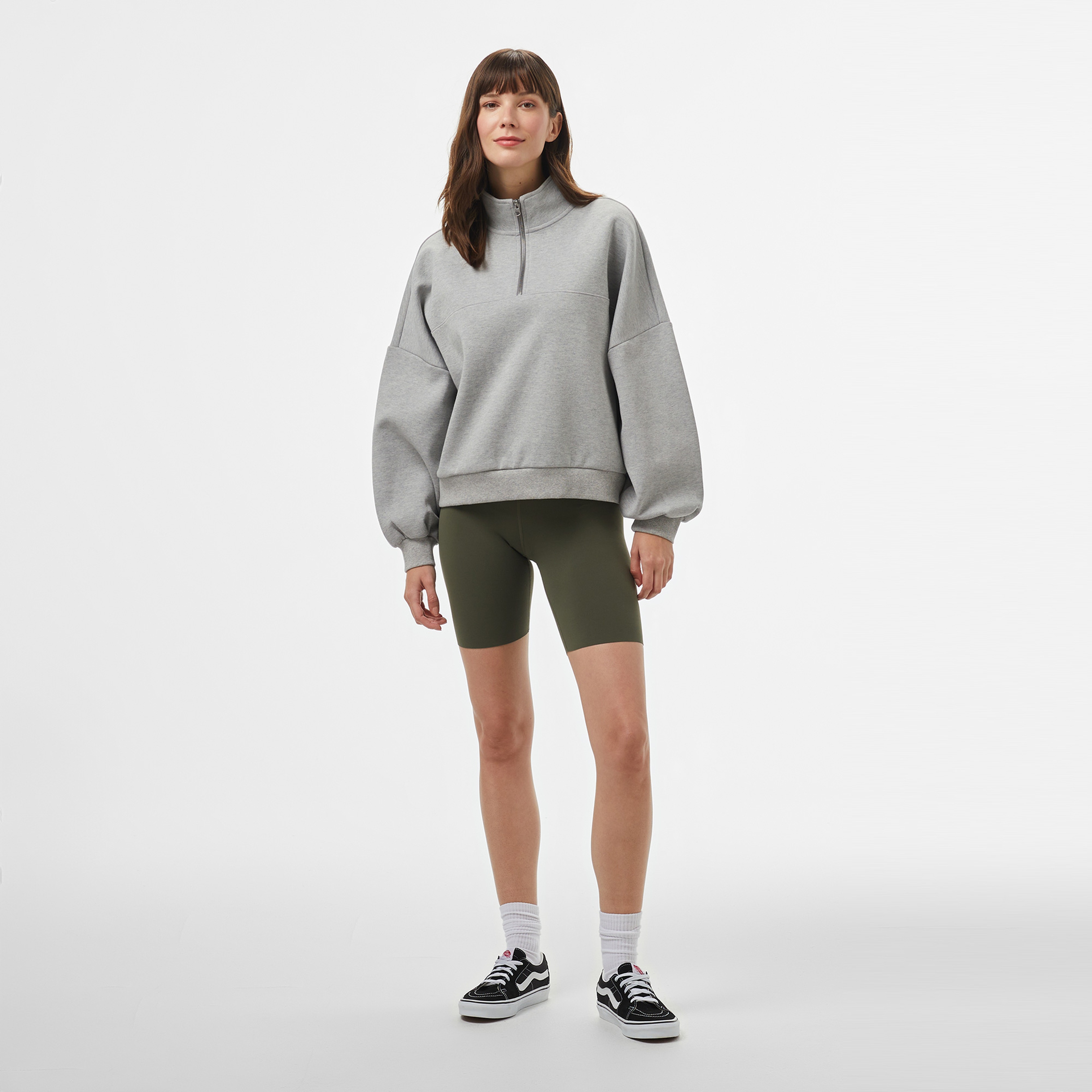 Vans Loose Mock Neck Kadın Gri Sweatshirt