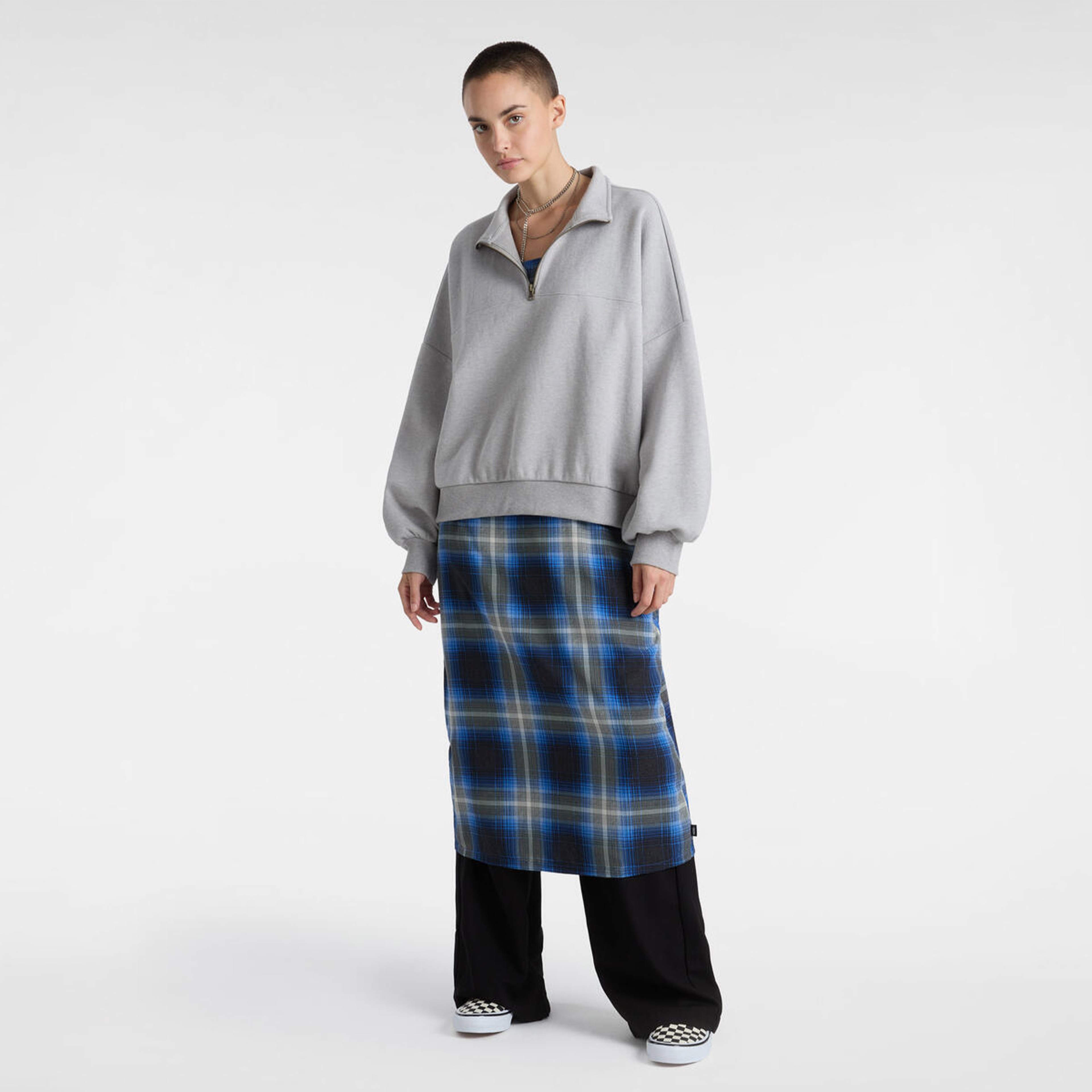 Vans Loose Mock Neck Kadın Gri Sweatshirt