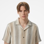 Nautica Erkek Bej Classic Fit Çizgili Gömlek