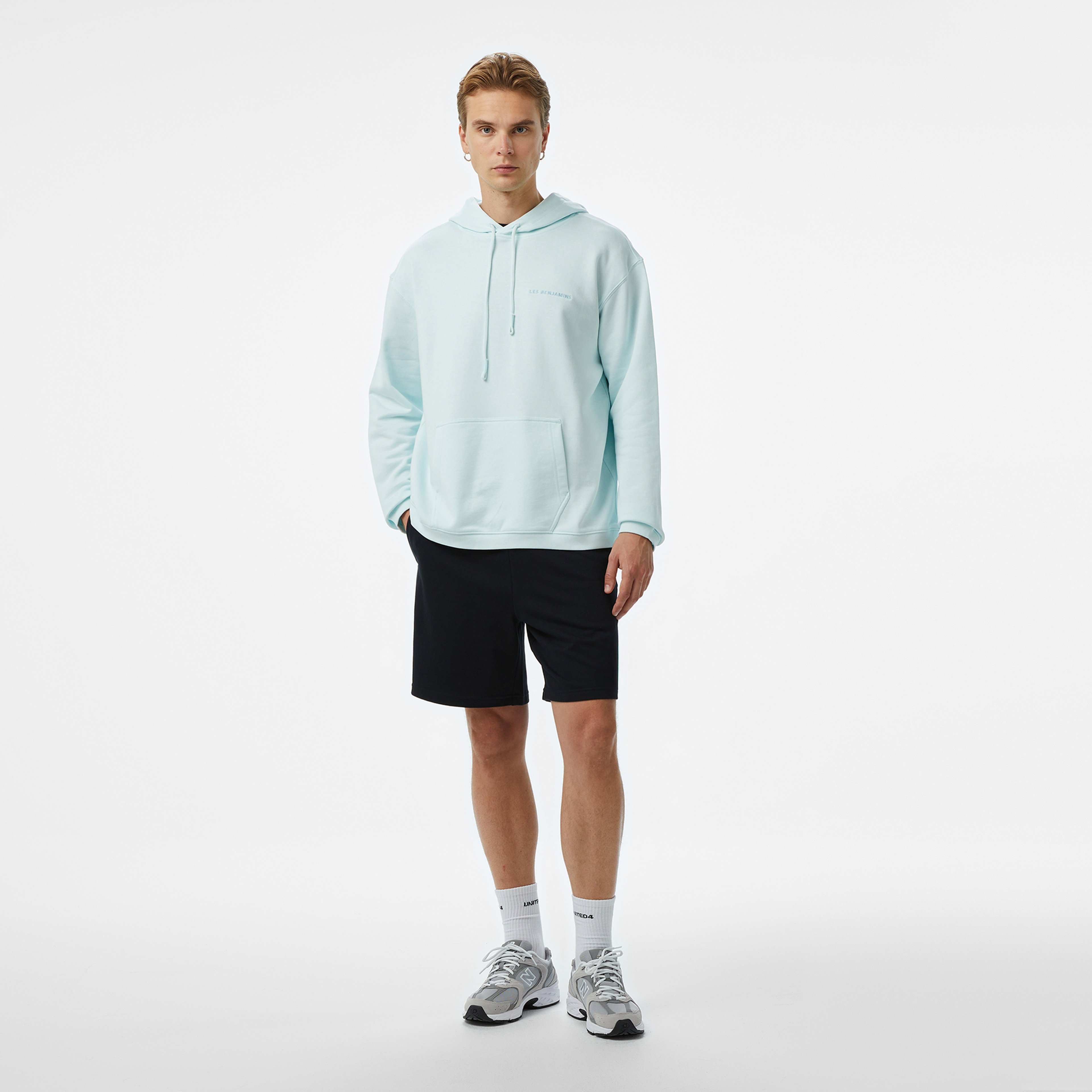 Les Benjamins Essentials Erkek Mavi Hoodie