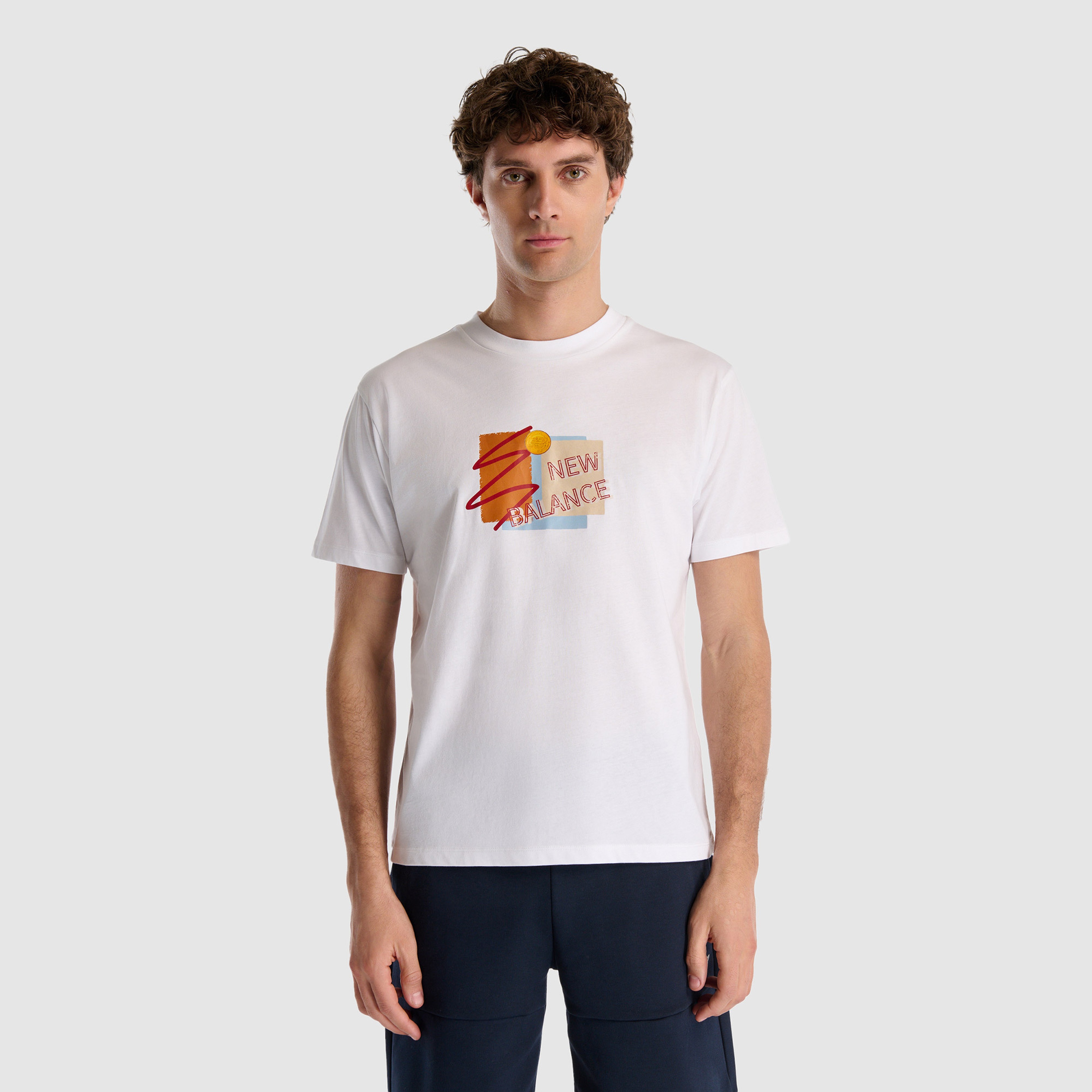 New Balance Erkek Beyaz T-Shirt