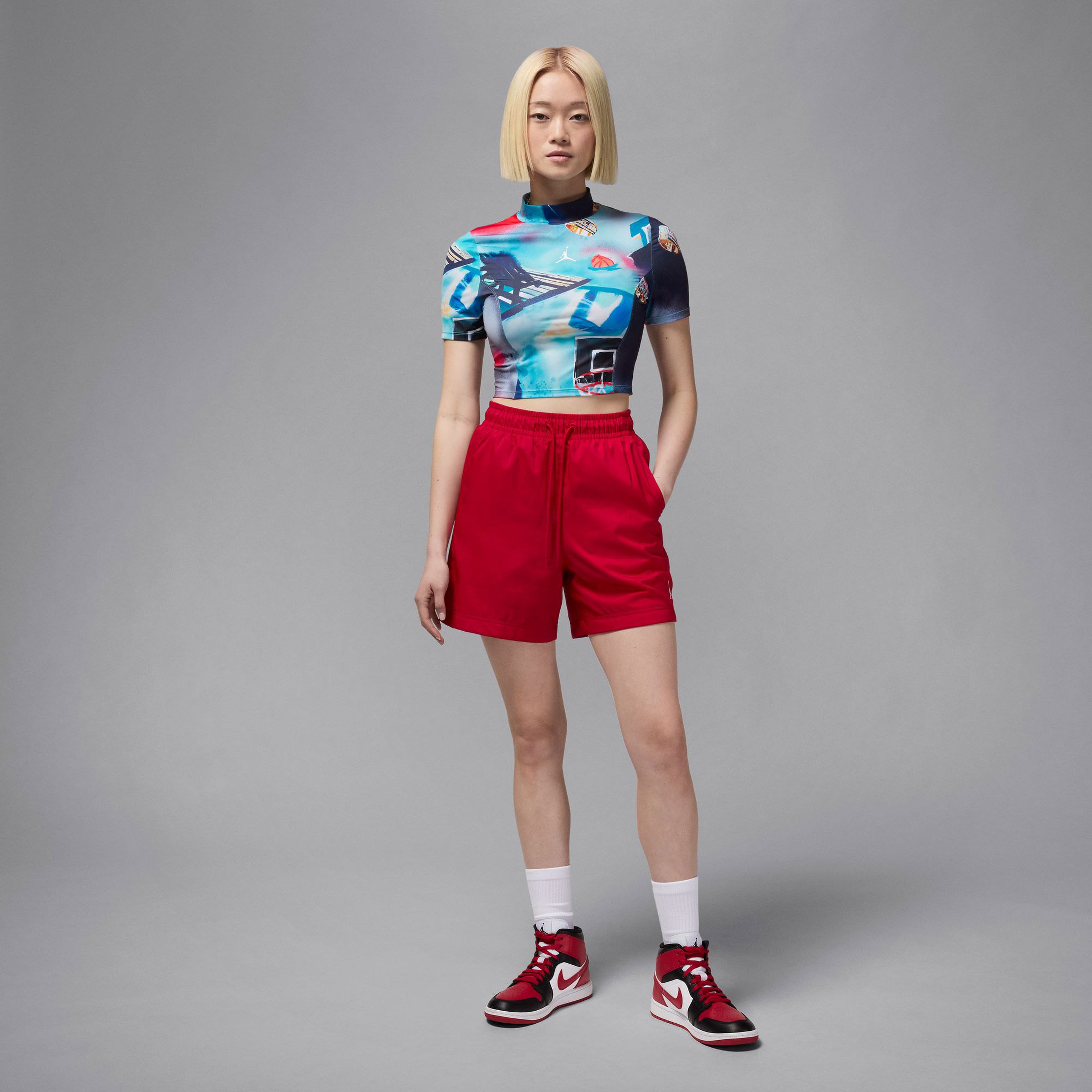 Jordan Baskılı Kısa Kollu Kadın Renkli T-Shirt