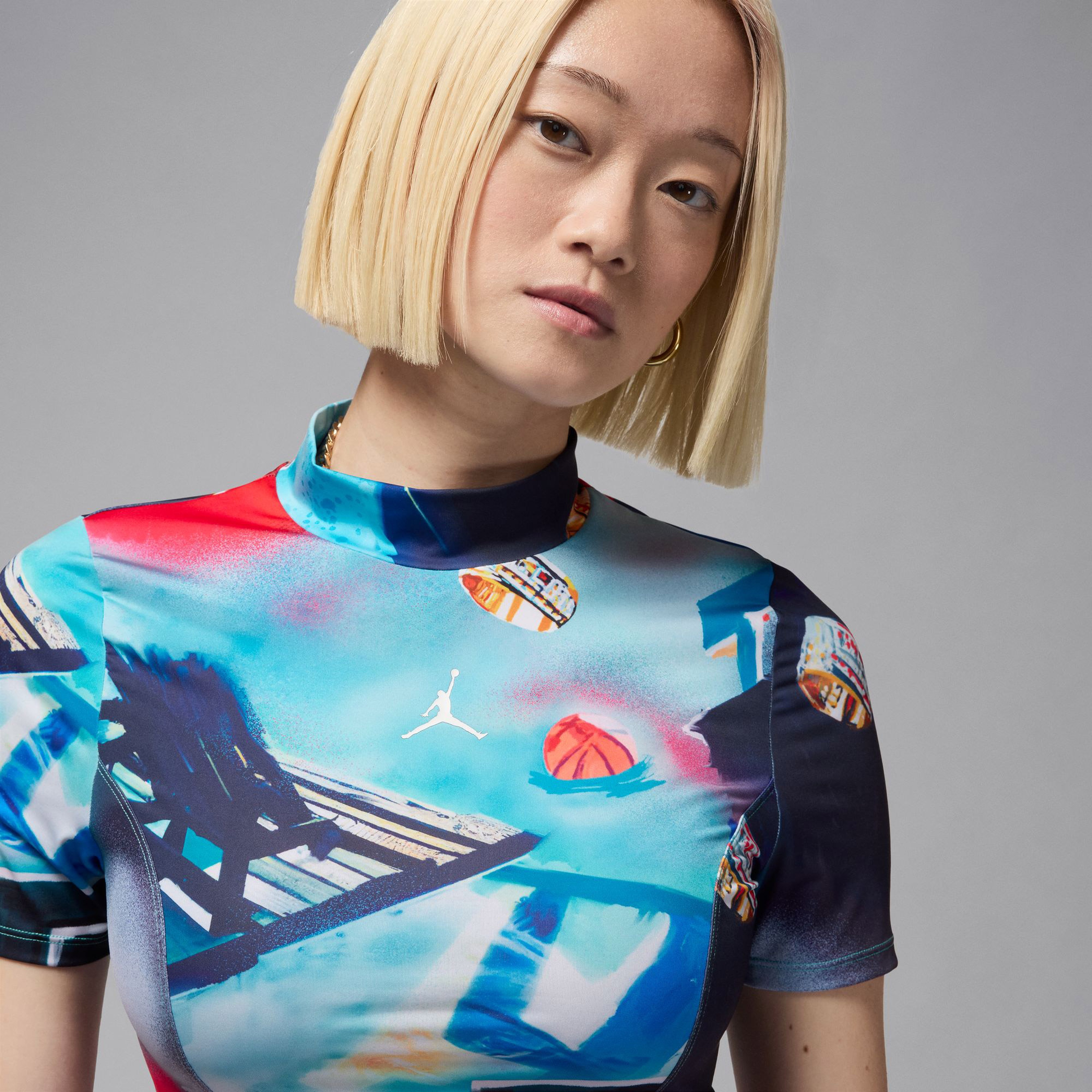 Jordan Baskılı Kısa Kollu Kadın Renkli T-Shirt