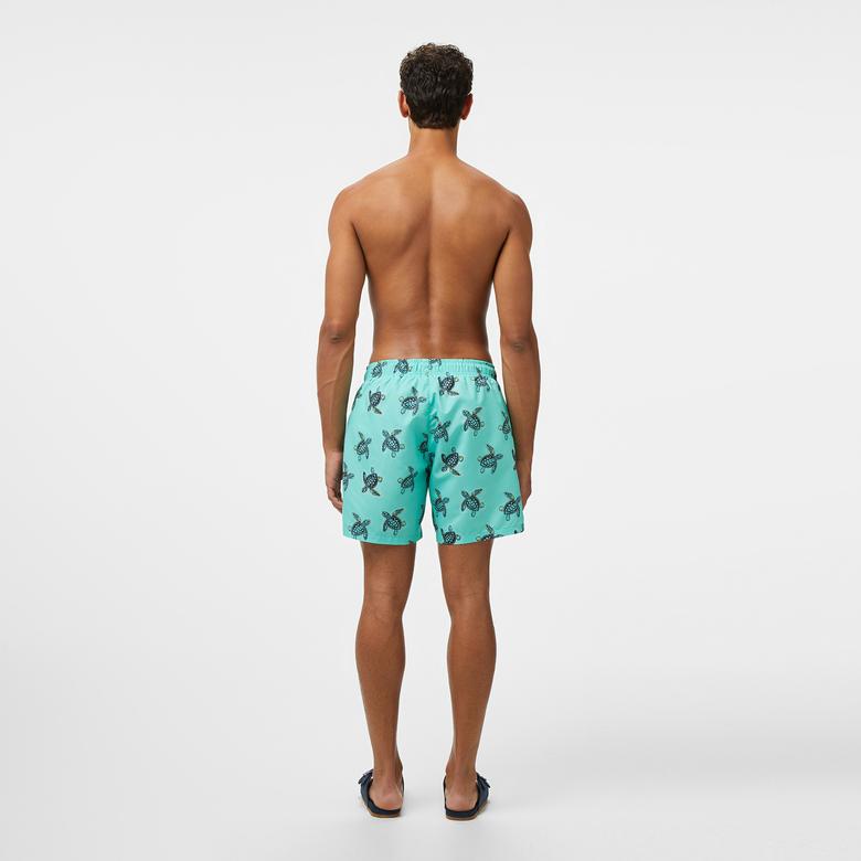 Nautica Erkek Yeşil Regular Fit Desenli Deniz Şortu