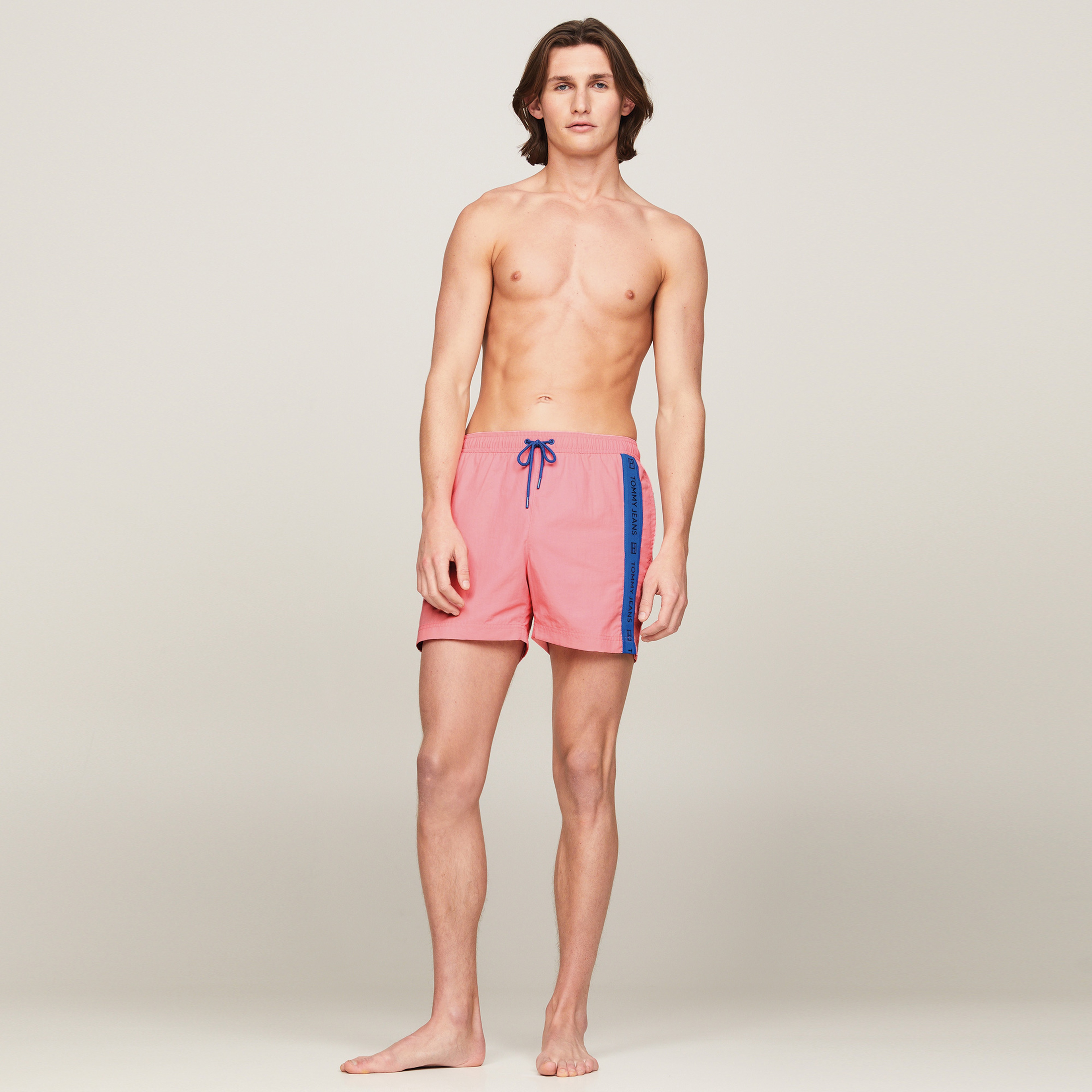 Tommy Jeans Medium Drawstring Side Tape Erkek Pembe Mayo